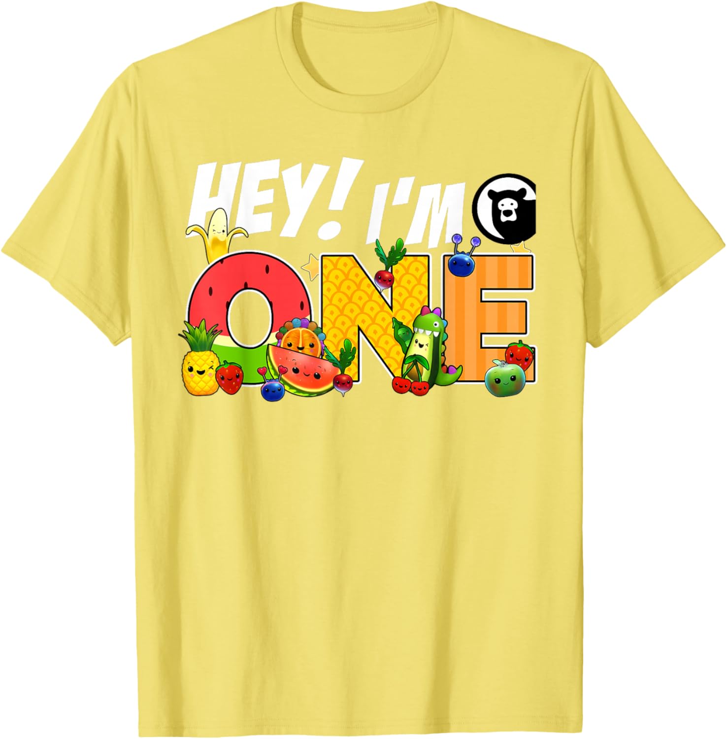 Funny Hey I'm One Birthday Boy T-Shirt for Kids with Cute Fruit Design - 9