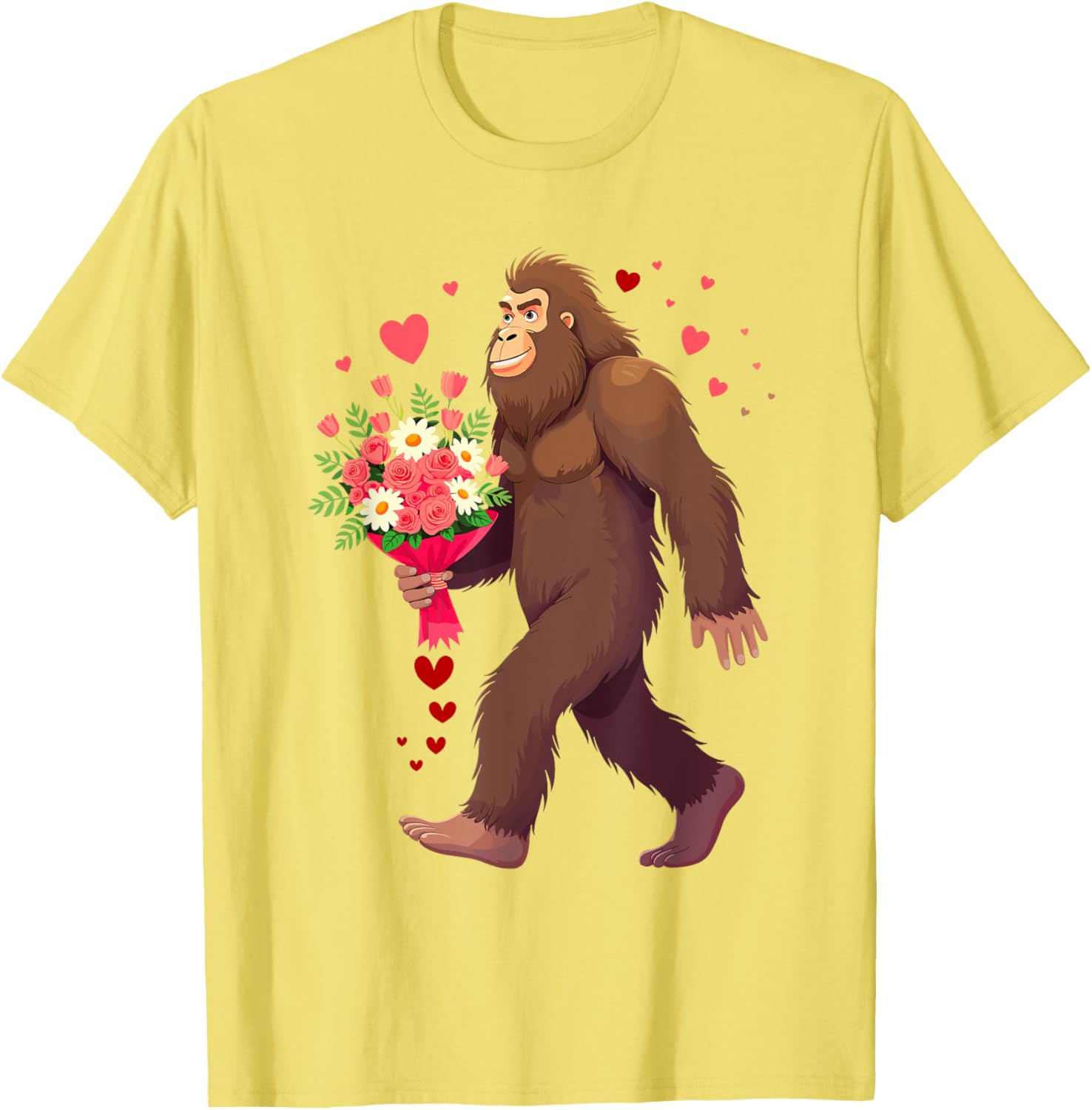 Bigfoot Heart Bouquet T-Shirt for Sasquatch Lovers on Valentine's Day - 26