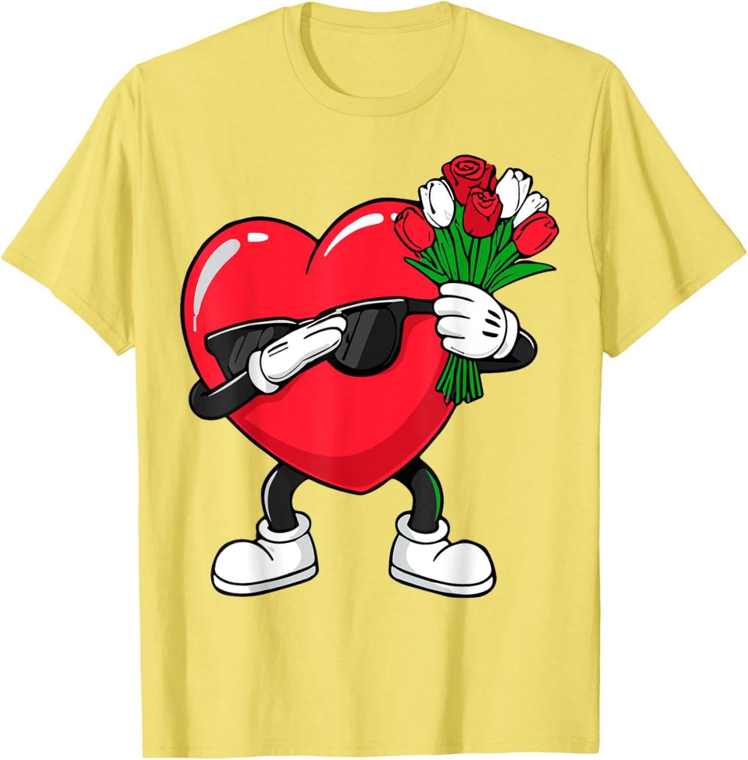Dabbing Heart Flower Valentine's Day T-Shirt for Fun Loving Hearts - 12