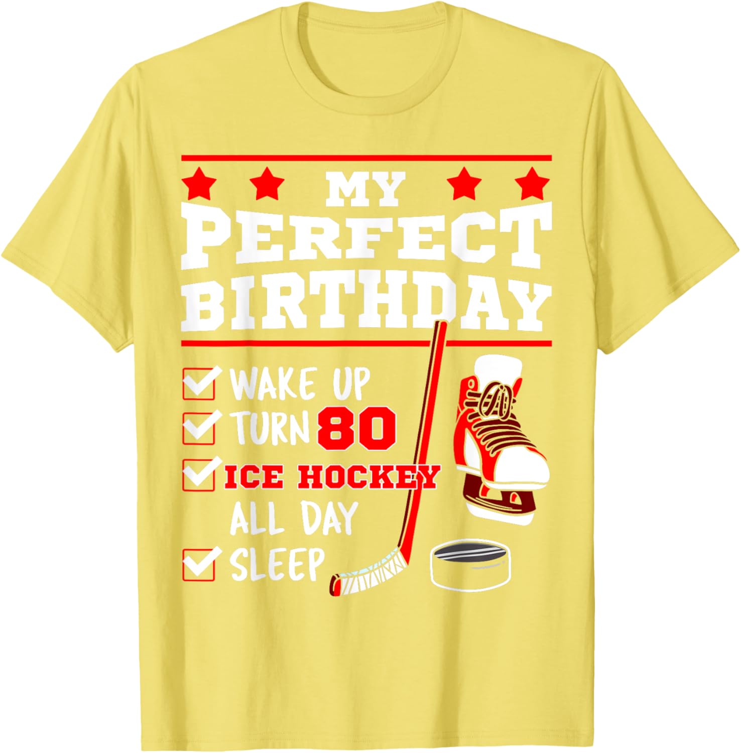 Ice Hockey 80th Birthday Party Puck T-Shirt for Sports Fans - 16