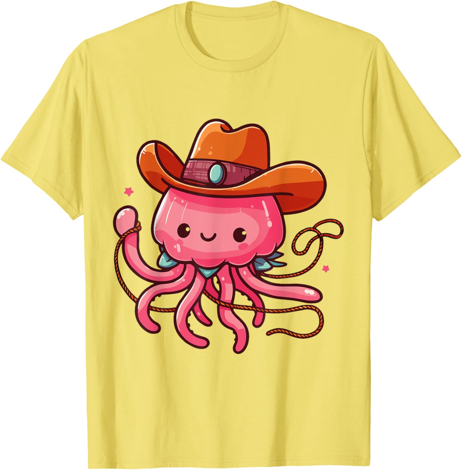 Western Rodeo Cowboy Hat and Jellyfish Texas Animals T-Shirt for Men - 26