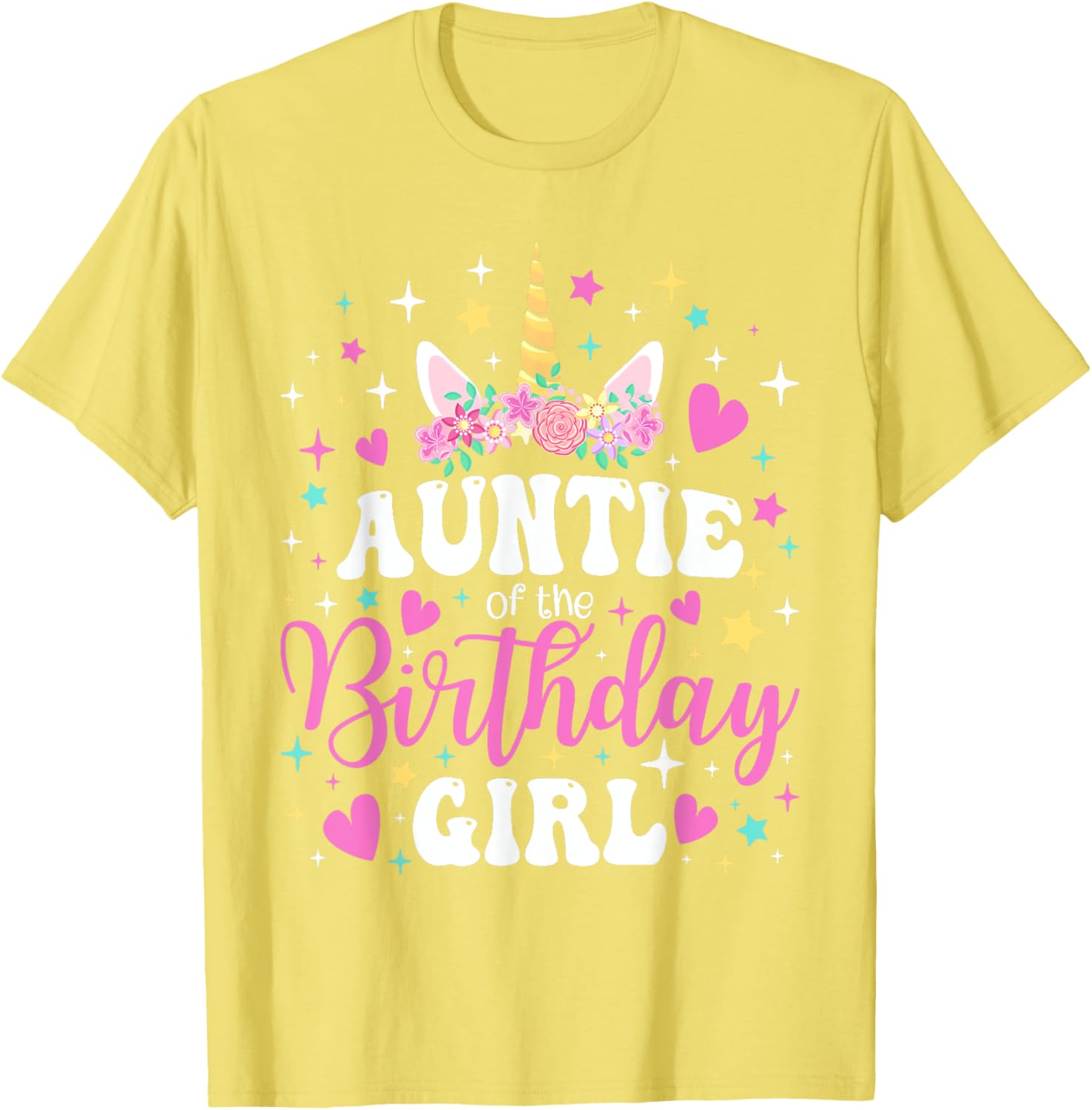 Unicorn Auntie Birthday Matching T-Shirt for Family Celebration Fun - 14