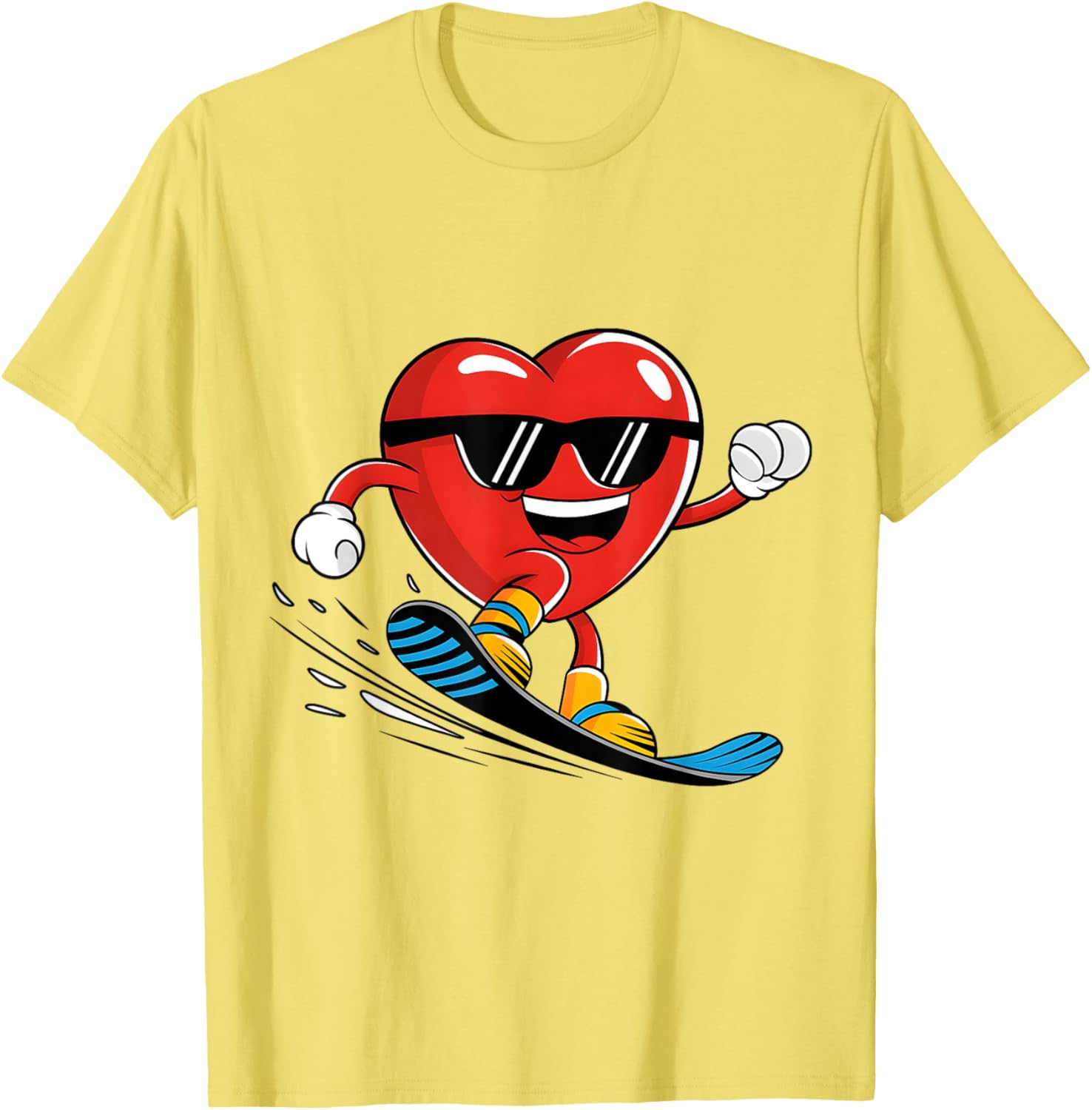 Snowboard Heart Valentine's Day T-Shirt for Boys and Girls Fun Gift - 15