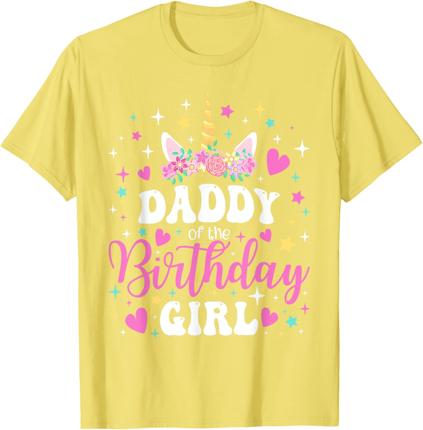Family Matching Unicorn Daddy T-Shirt for Birthday Girl Celebration - 2