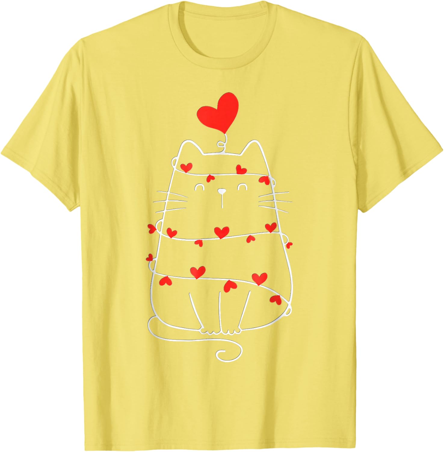 Funny Heart Cat Valentine's Day T-Shirt for Cat Lovers - 1