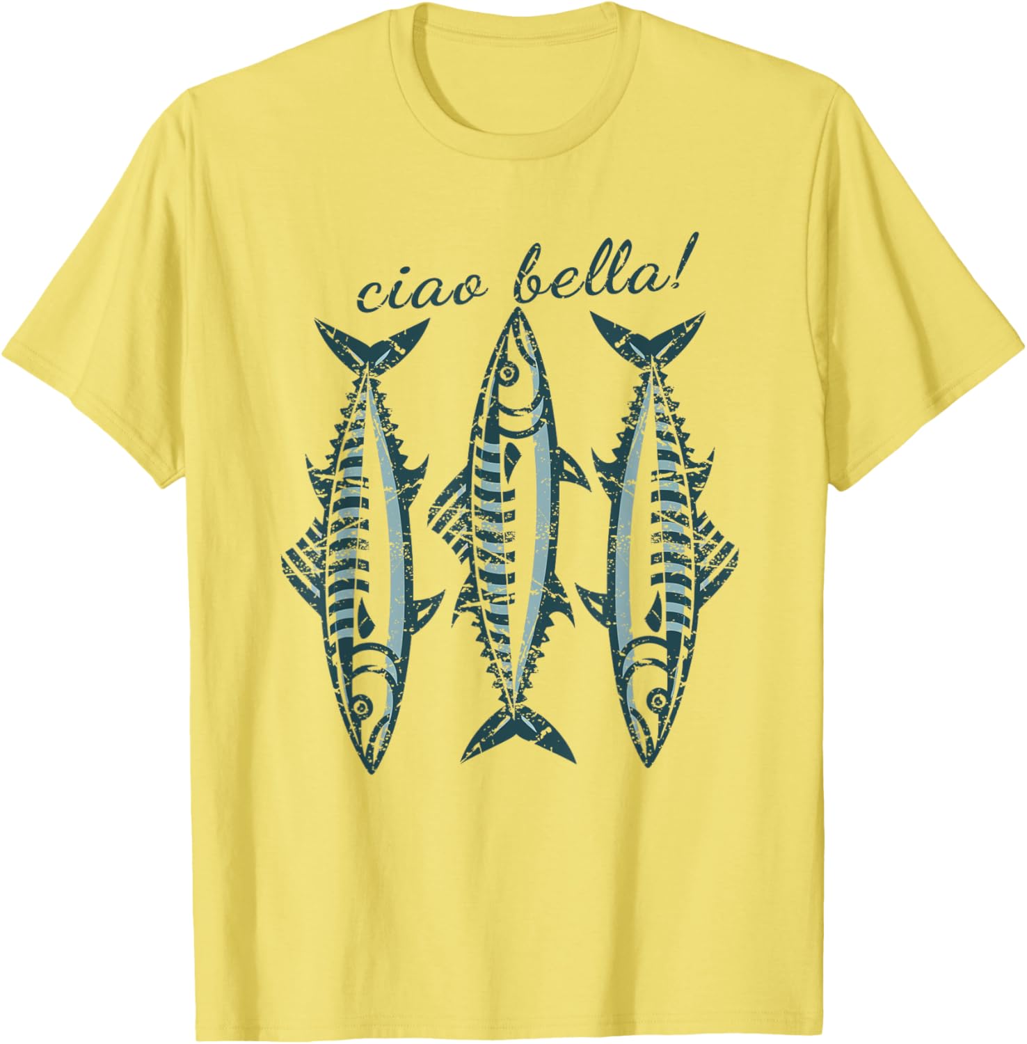 Coastal Italian Fisherman T-Shirt featuring Sardines and Mackerel Design - 8