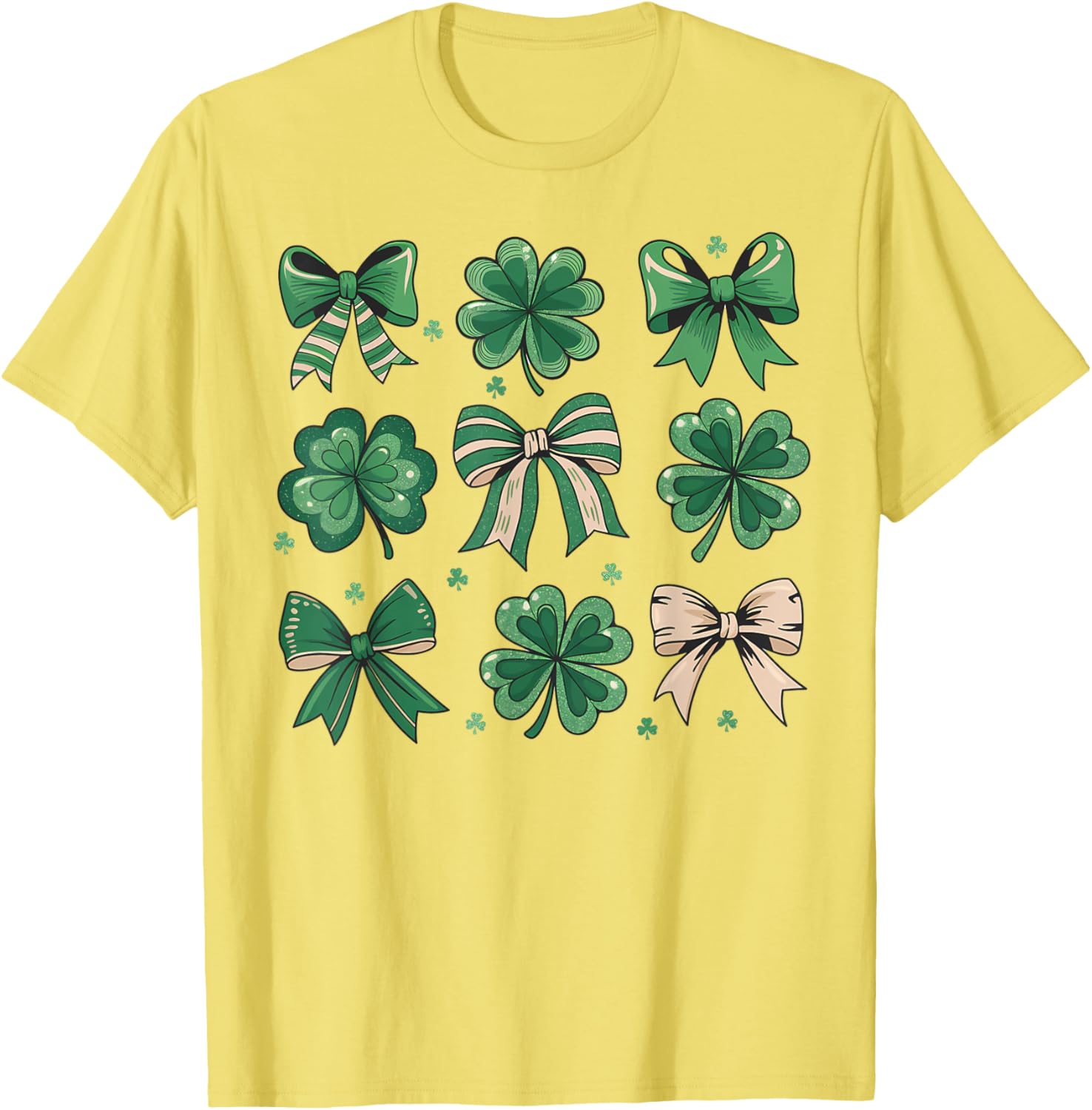Cute Retro St Patricks Day Shamrock Bow T-Shirt for Festive Fun - 13