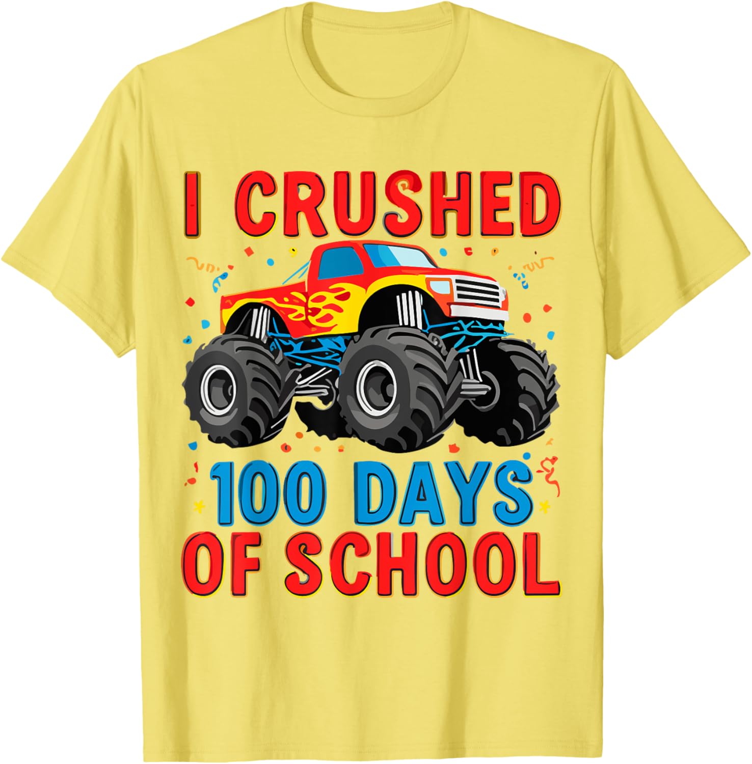 100 Days of School Monster Truck T-Shirt for Boys Fun School Spirit Gear - 1