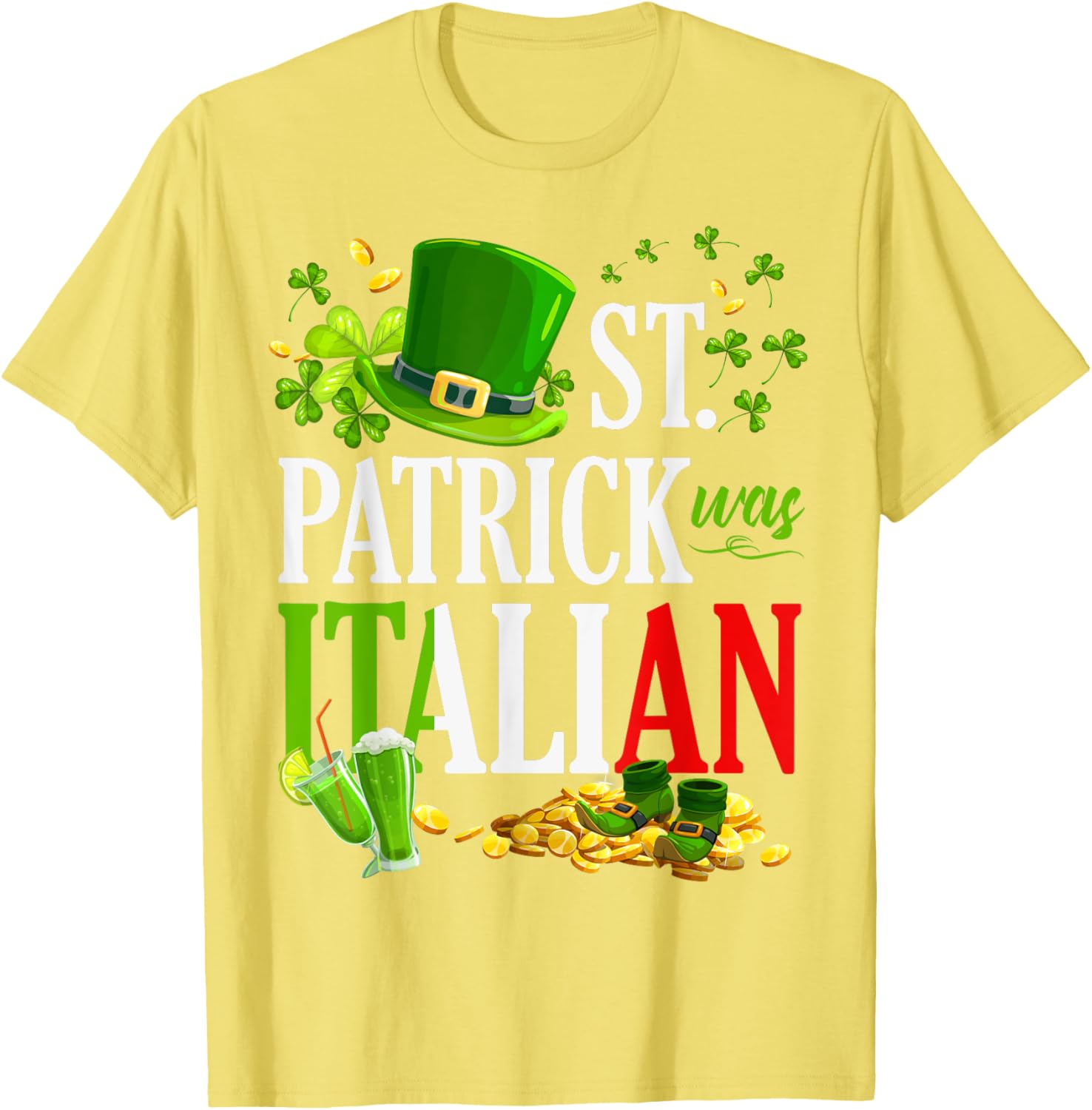 Vintage St Patrick Was Italian Clover Graphic T-Shirt for St Patricks Day - 13