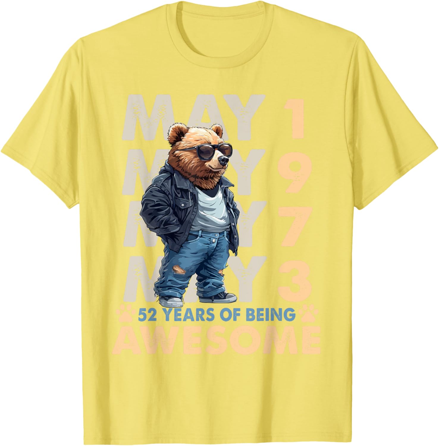 Celebrate 52 Years with a May 1973 Birthday Bear Men's T-Shirt - 17
