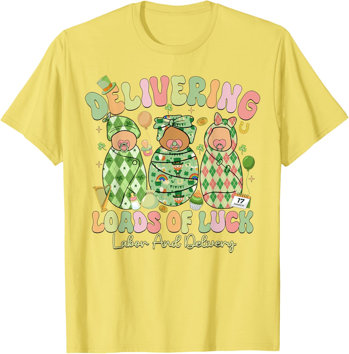 Lucky St Patricks Day Labor and Delivery T-Shirt for Moms to Be - 6