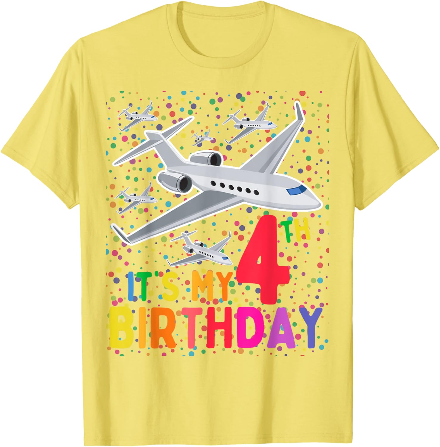 Its My 4th Birthday Airplane T-Shirt for Boys and Girls Fun Gift - 1