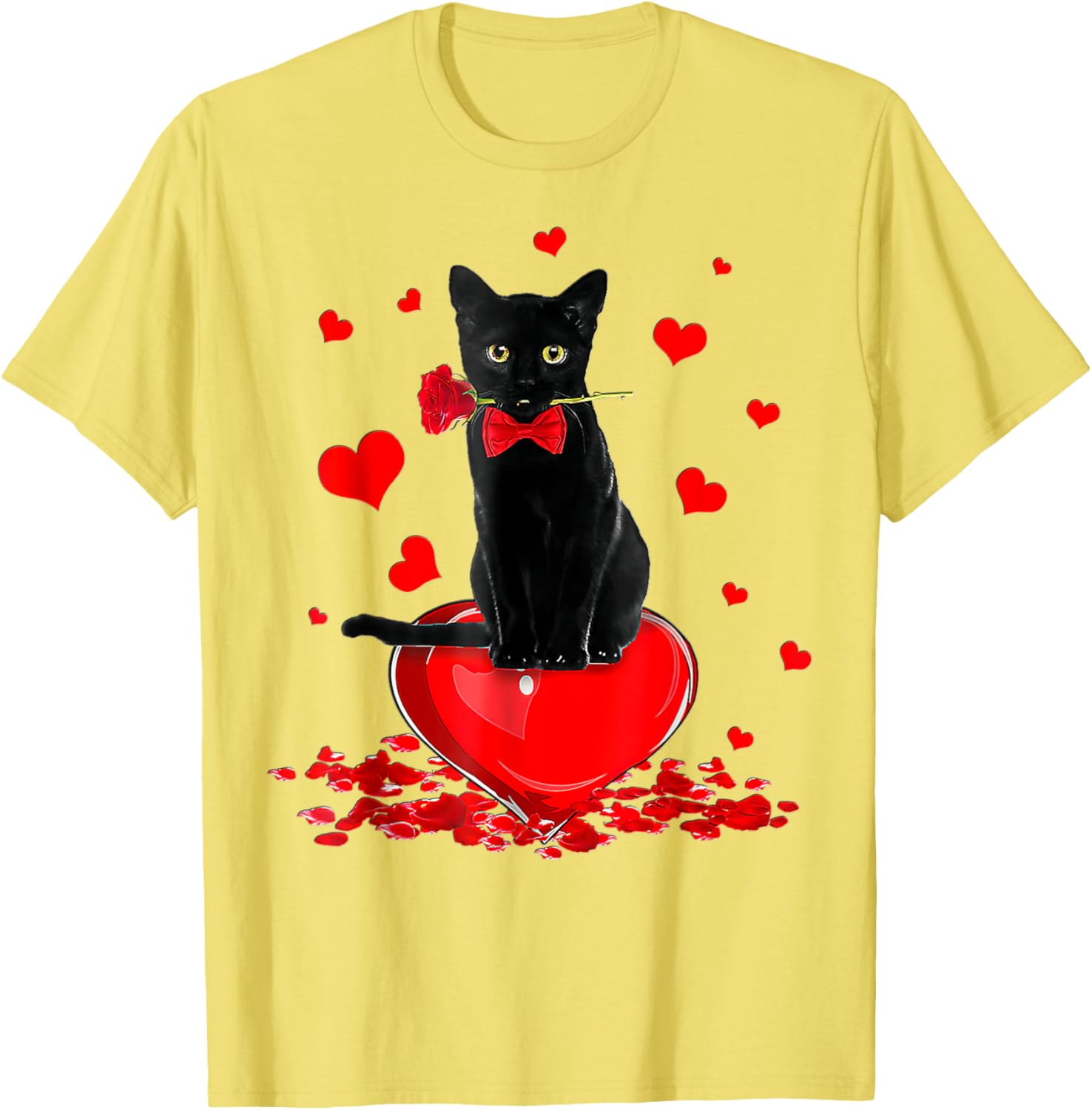Cute Black Cat Valentine's Day Hearts T-Shirt for Cat Lovers - 28