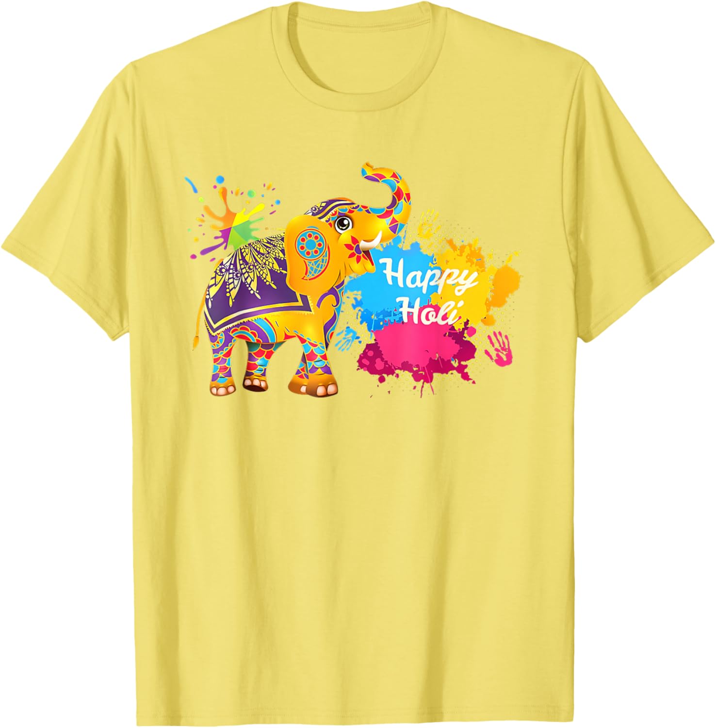 Happy Holi Elephant T-Shirt for Men, Women, and Kids - Colorful India Apparel - 5