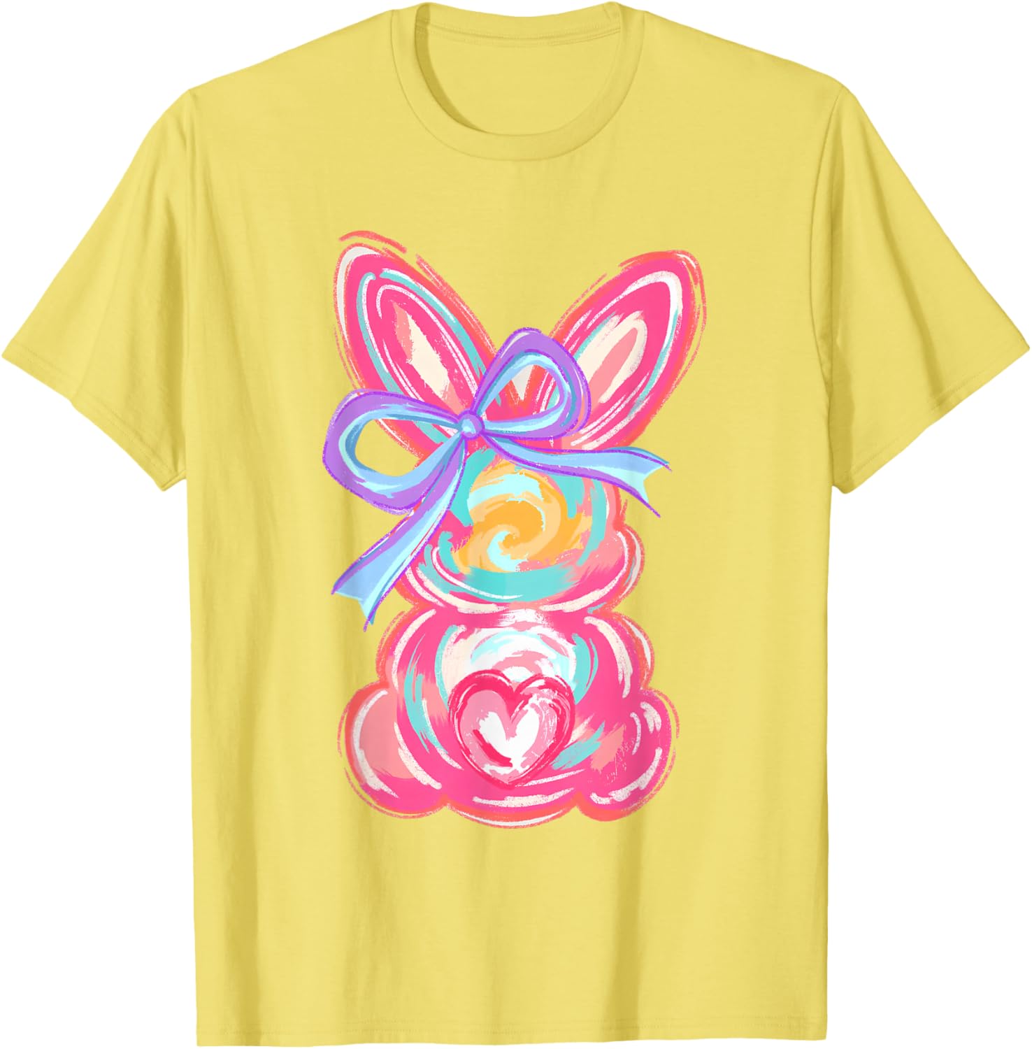 Cute Easter Bunny Bow Tie Dye T-Shirt for Girls and Women - 10