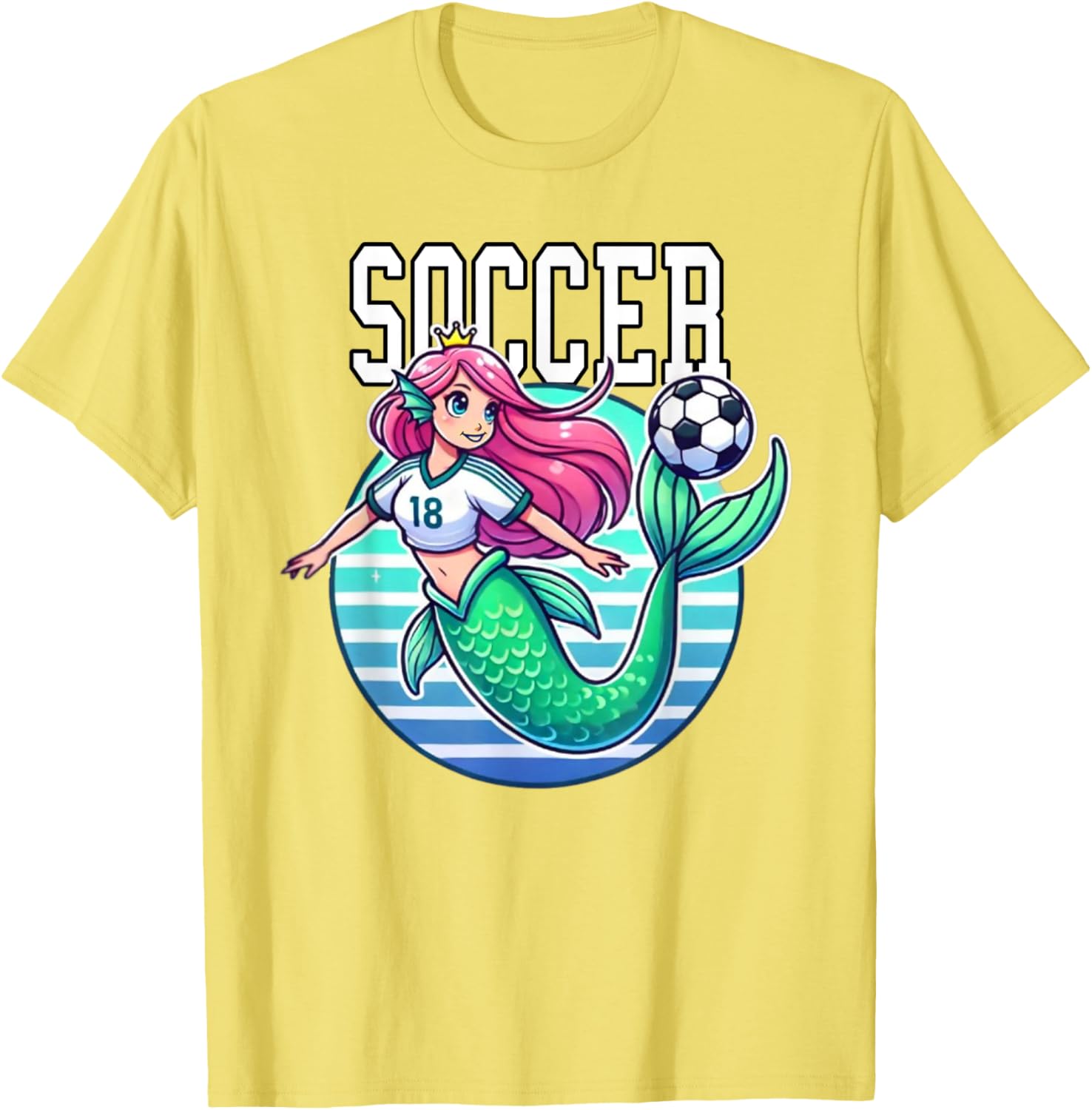 Soccer Mermaid Playing Soccer T-Shirt for Fans of Fun Sports Apparel - 4