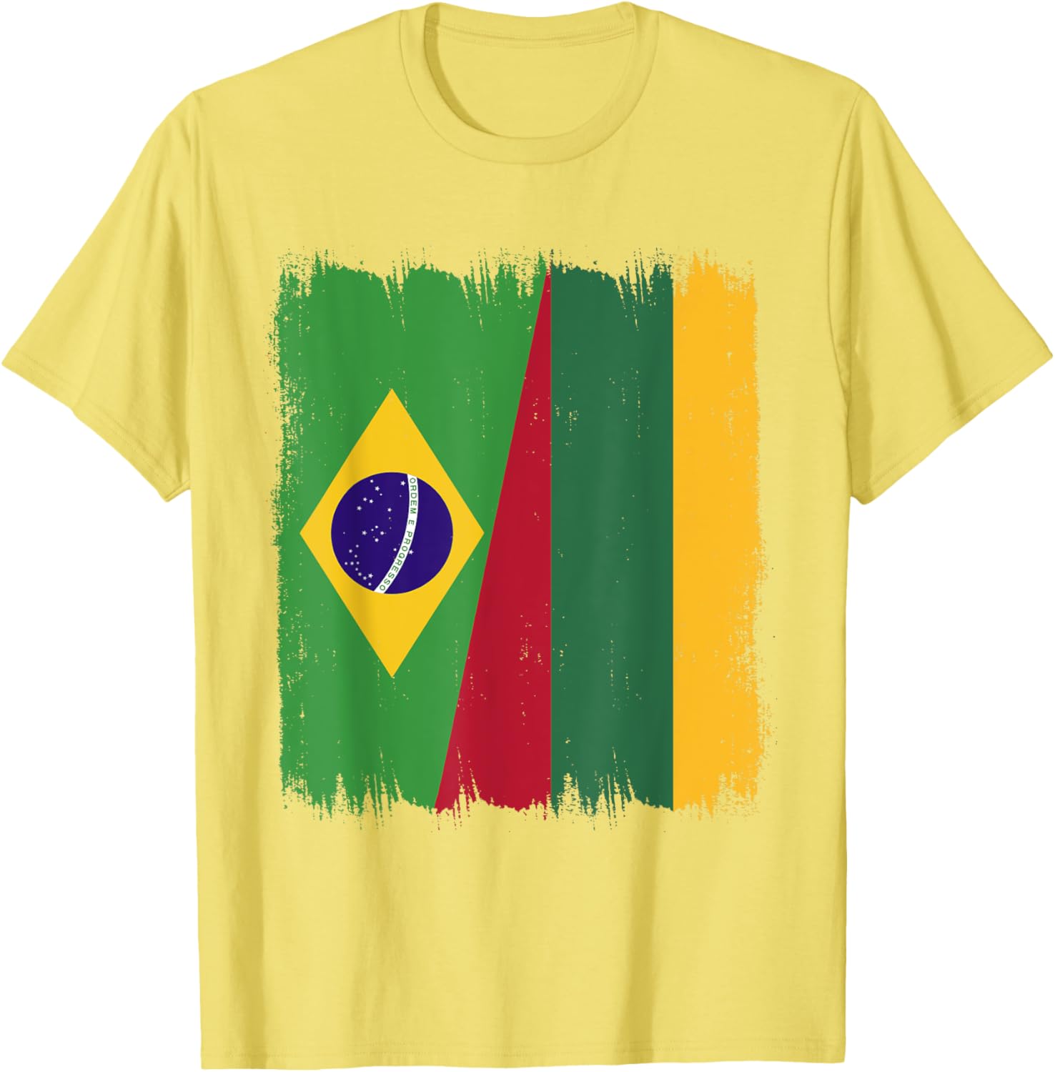 Brazil Lithuania Half Flag Roots T-Shirt for Proud Brazilian Lithuanians - 25
