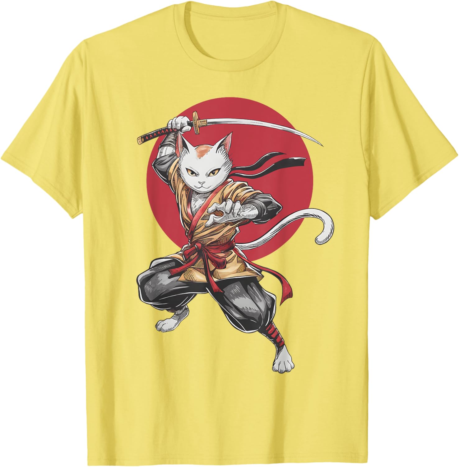 Samurai Cat Vintage Japanese Art Anime T-Shirt for Cat Lovers - 13