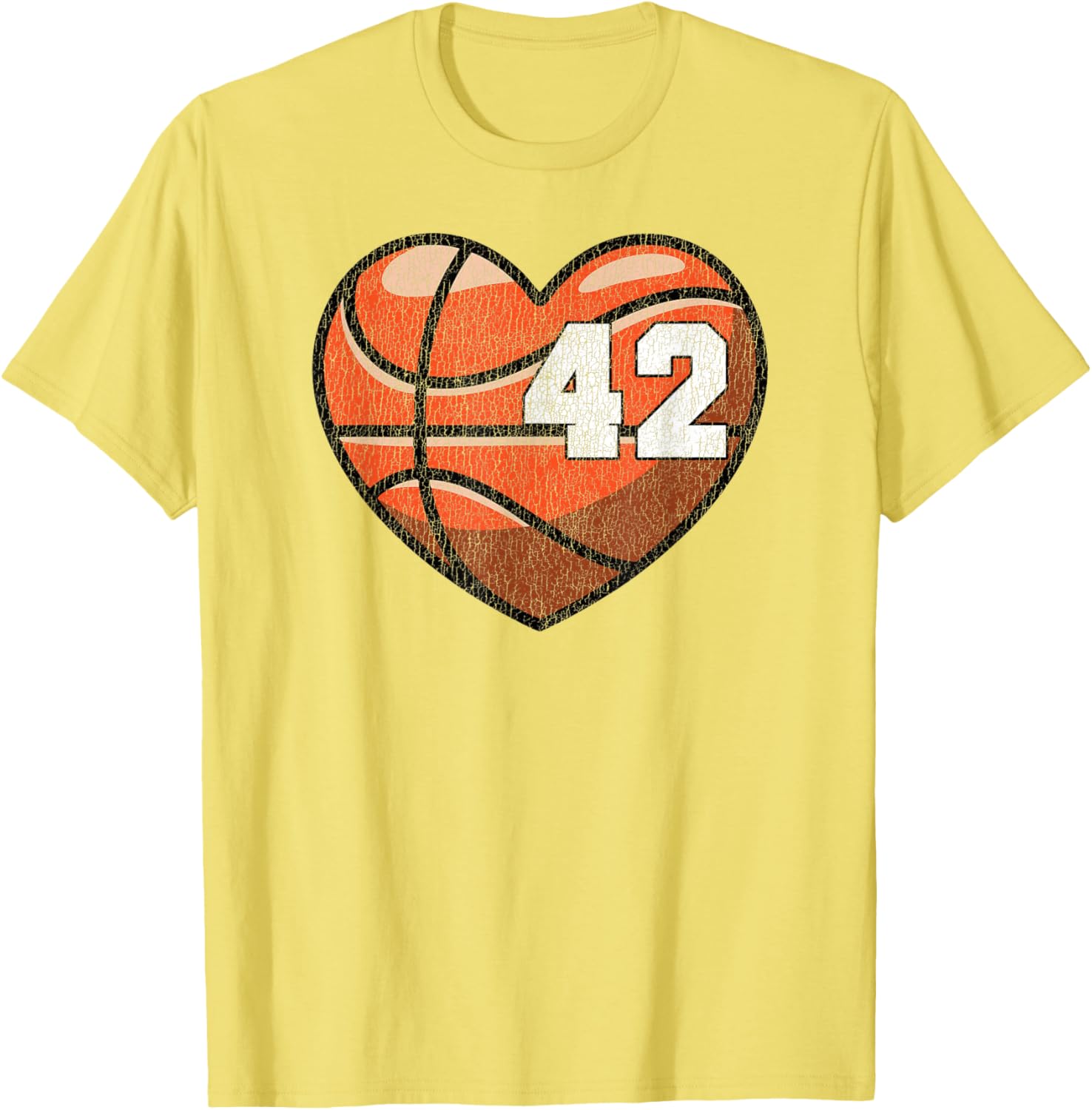 Distressed Heart Design Basketball Number 42 T-Shirt for Fans - 4