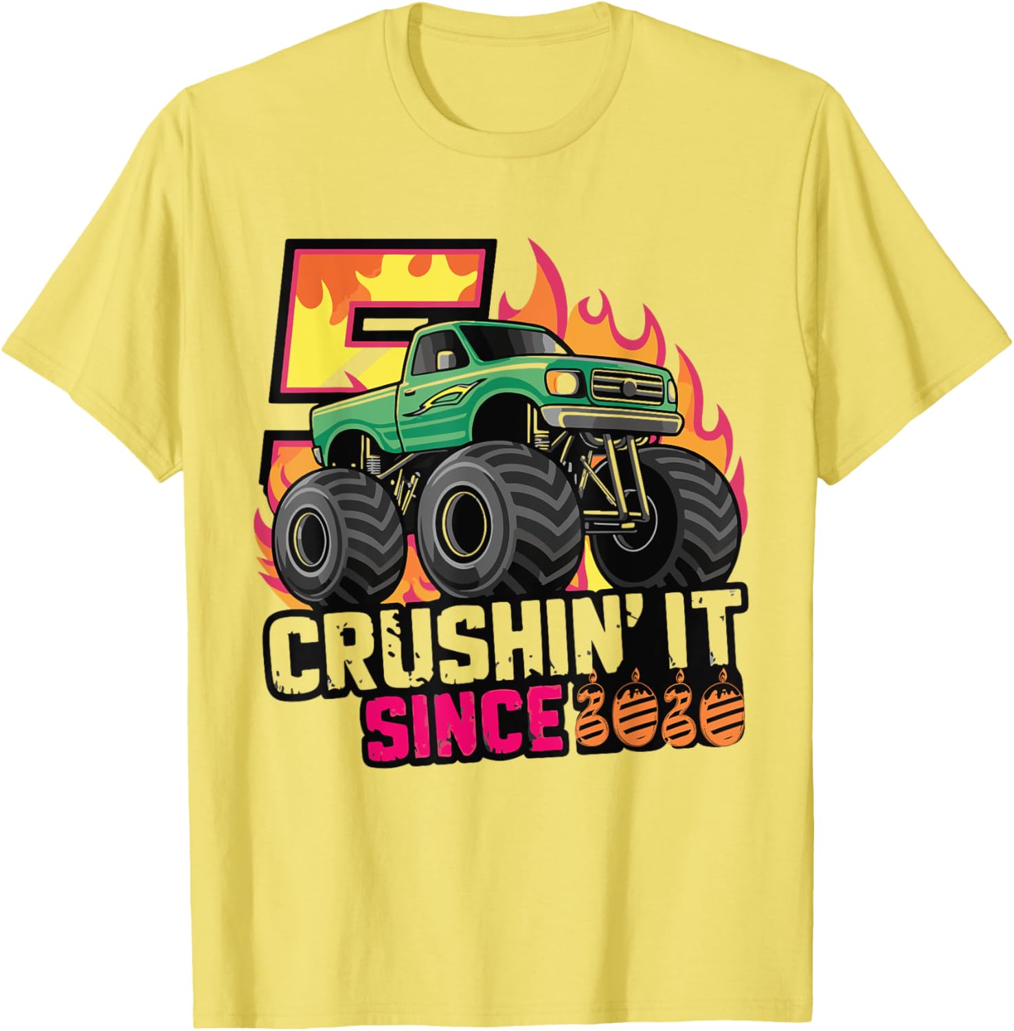 Birthday Monster Truck T-Shirt for 5 Year Old Boys - Fun Party Gift - 10