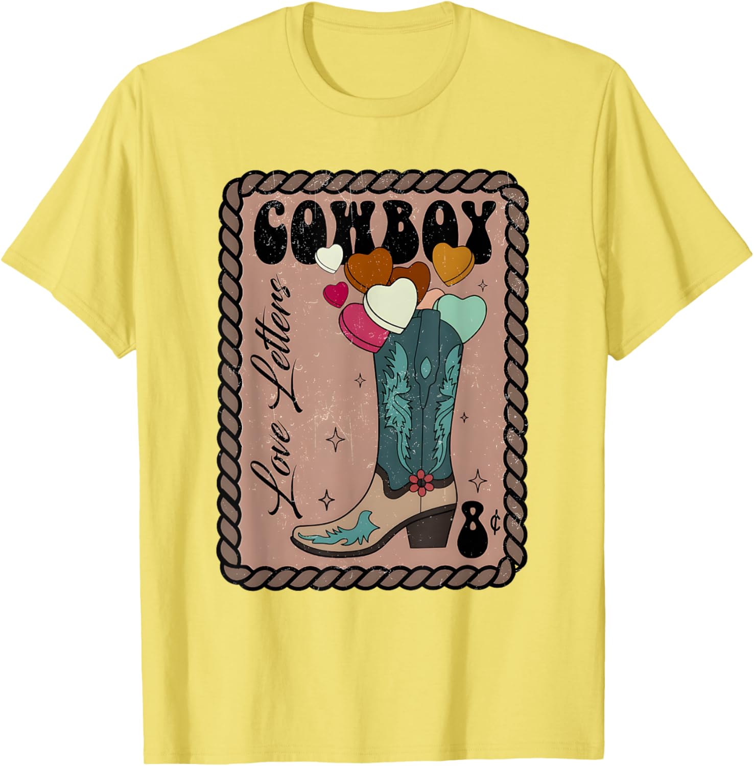 Cute Cowboy Love Letter Retro Valentine T-Shirt for Western Lovers - 14