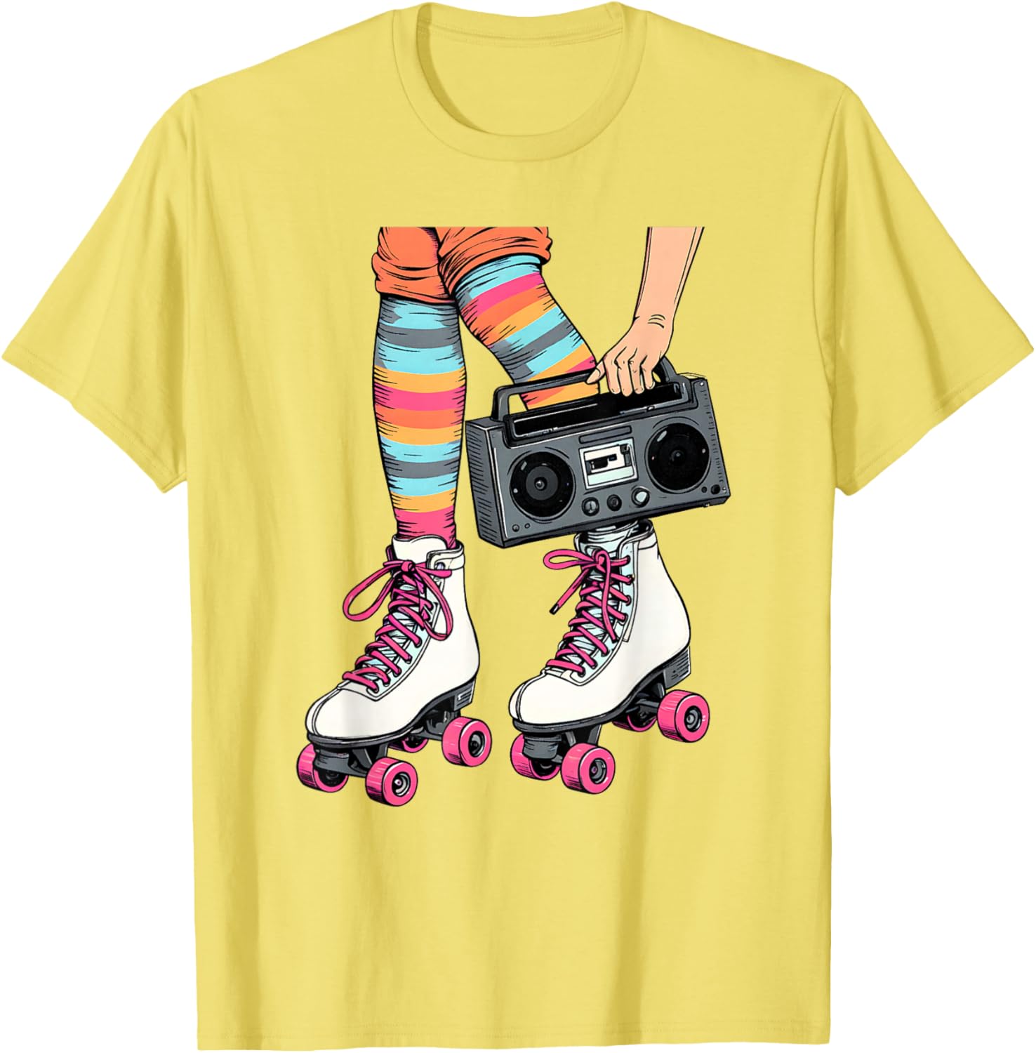 Retro Rollerskates Boombox T-Shirt for Fun 80's 90's Girls Vibes - 3