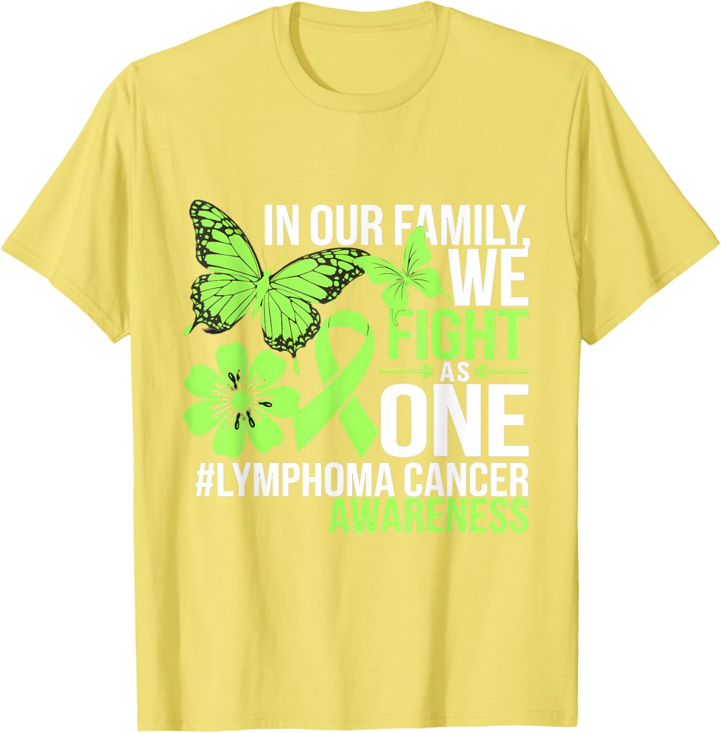 Green Ribbon Lymphoma Awareness We Fight As One T-Shirt for Supporters - 3