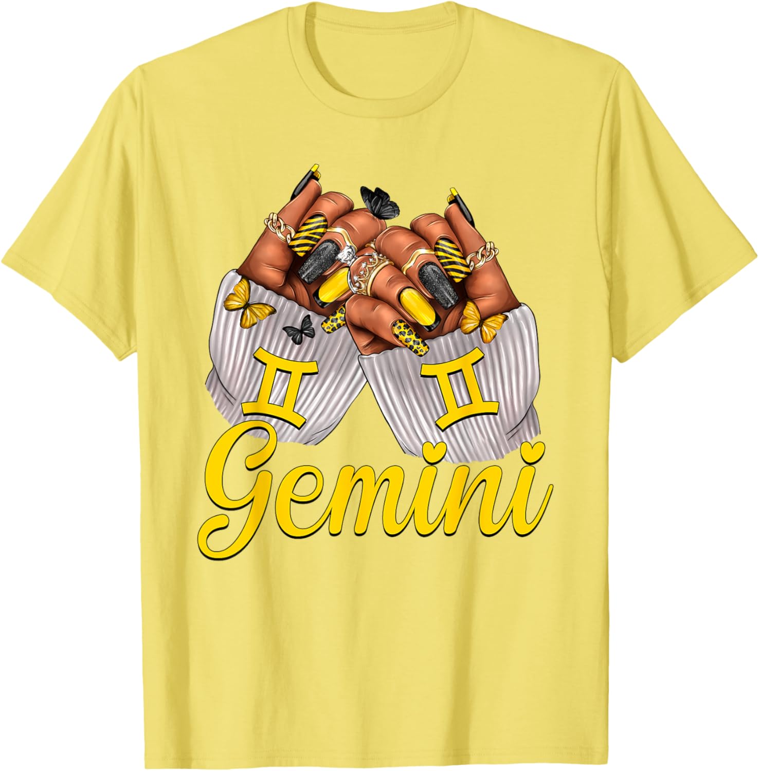 Gemini Black Women Nails Zodiac Birthday Queen T-Shirt for Astrologers - 22