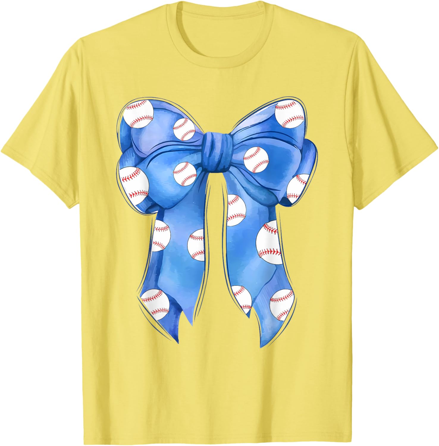 Funny Baseball Blue Team T-Shirt with Coquette Bow for Fans and Players - 22