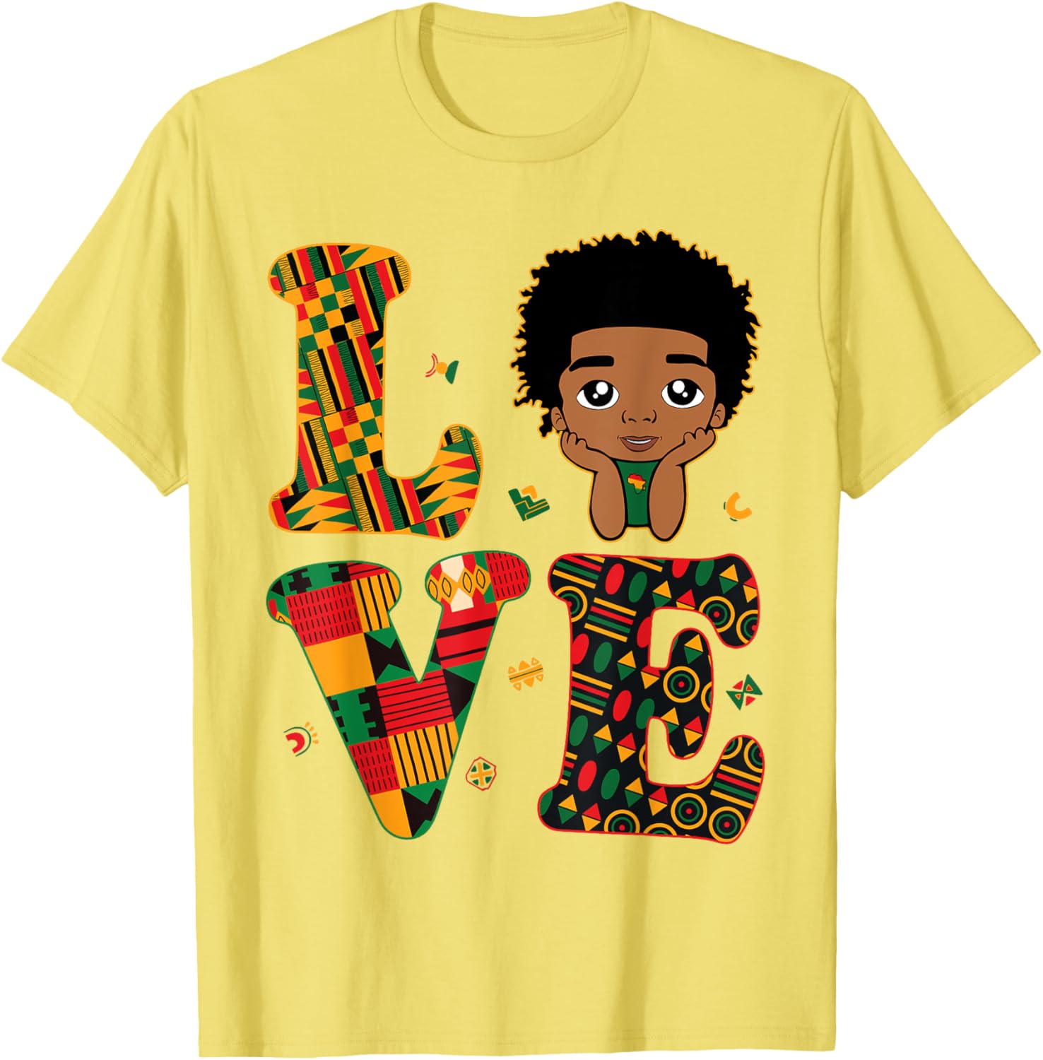 Proud LOVE African Kente Toddler Boys T-Shirt for Black History Month - 25