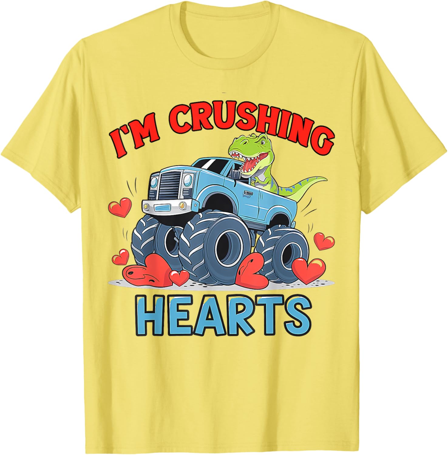 Hearts Crusher Monster Truck Valentine's Day T-Shirt for Kids and Adults - 3