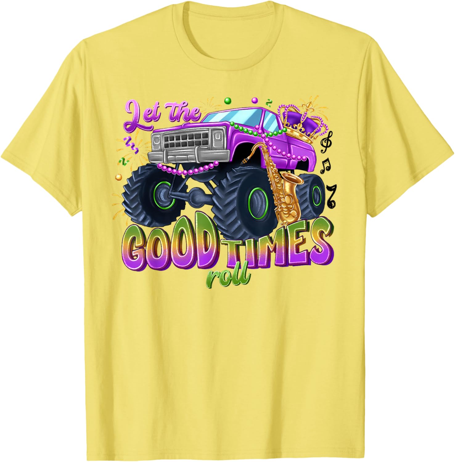 Mardi Gras Monster Truck T-Shirt for Kids Let the Good Times Roll - 8