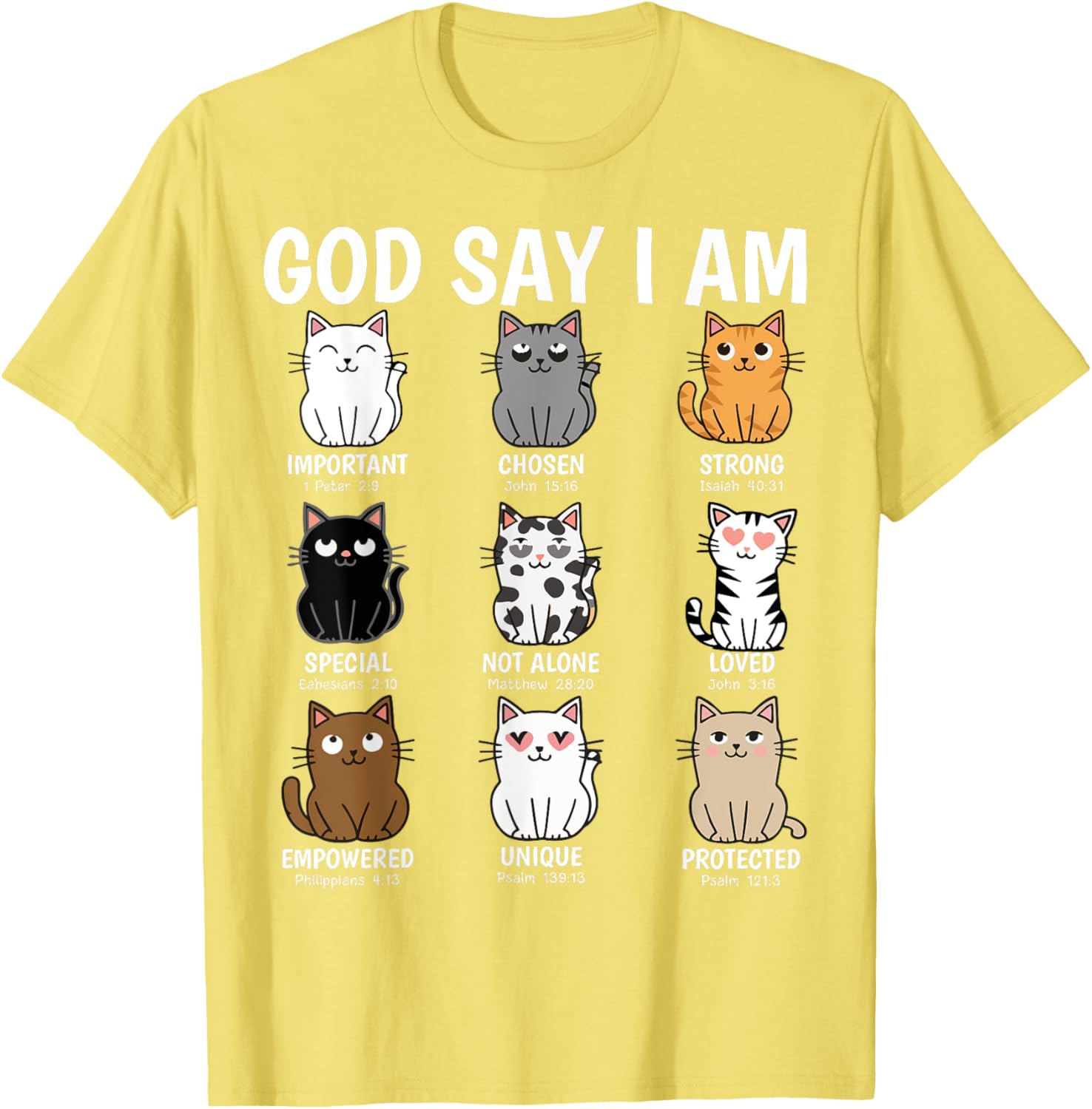 Funny Cats Bible Verse T-Shirt for Men Women Kids - Christian Cat Love - 1
