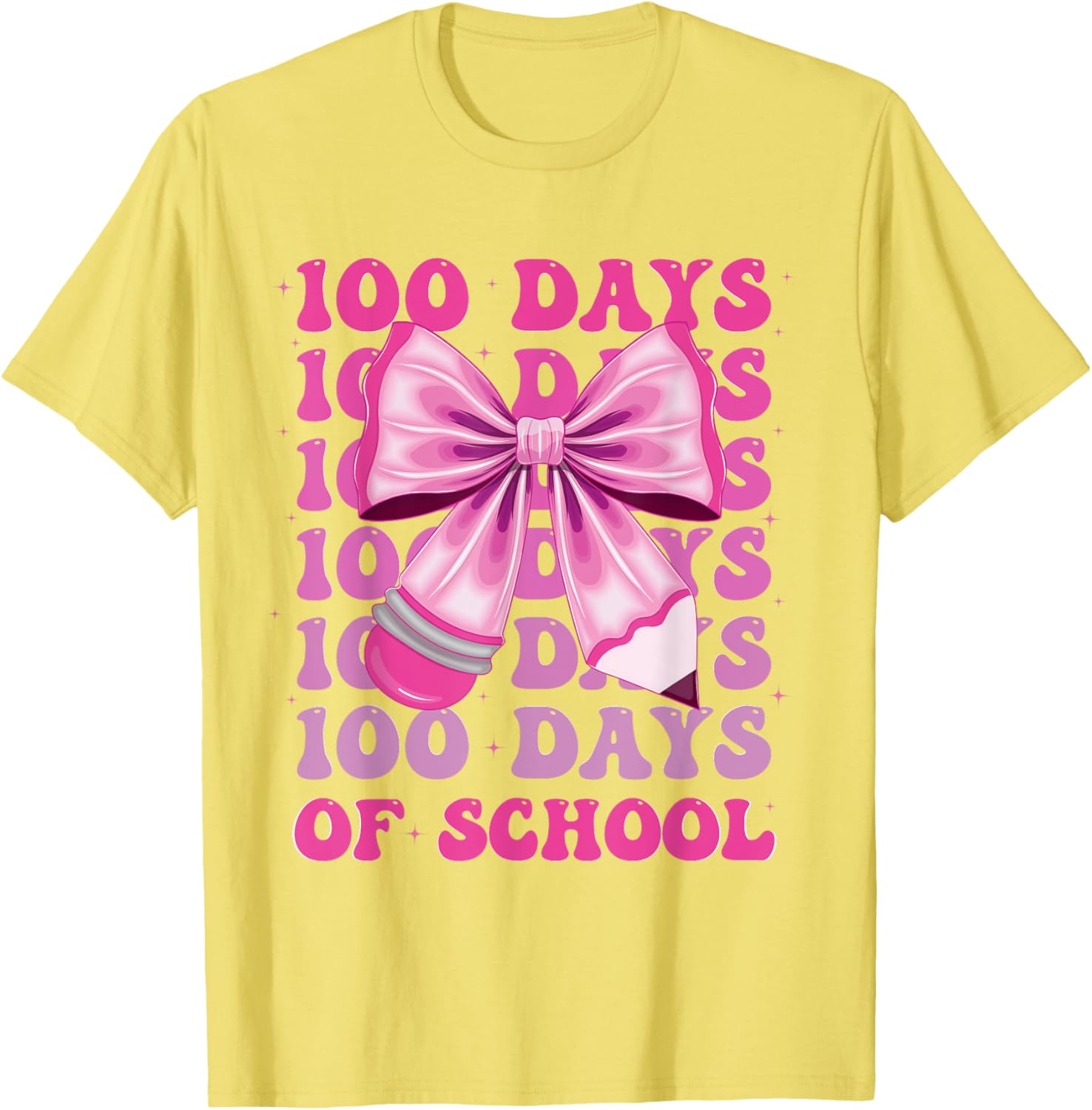100 Days of School Girls Coquette Bow T-Shirt for Celebrating 100th Day - 9