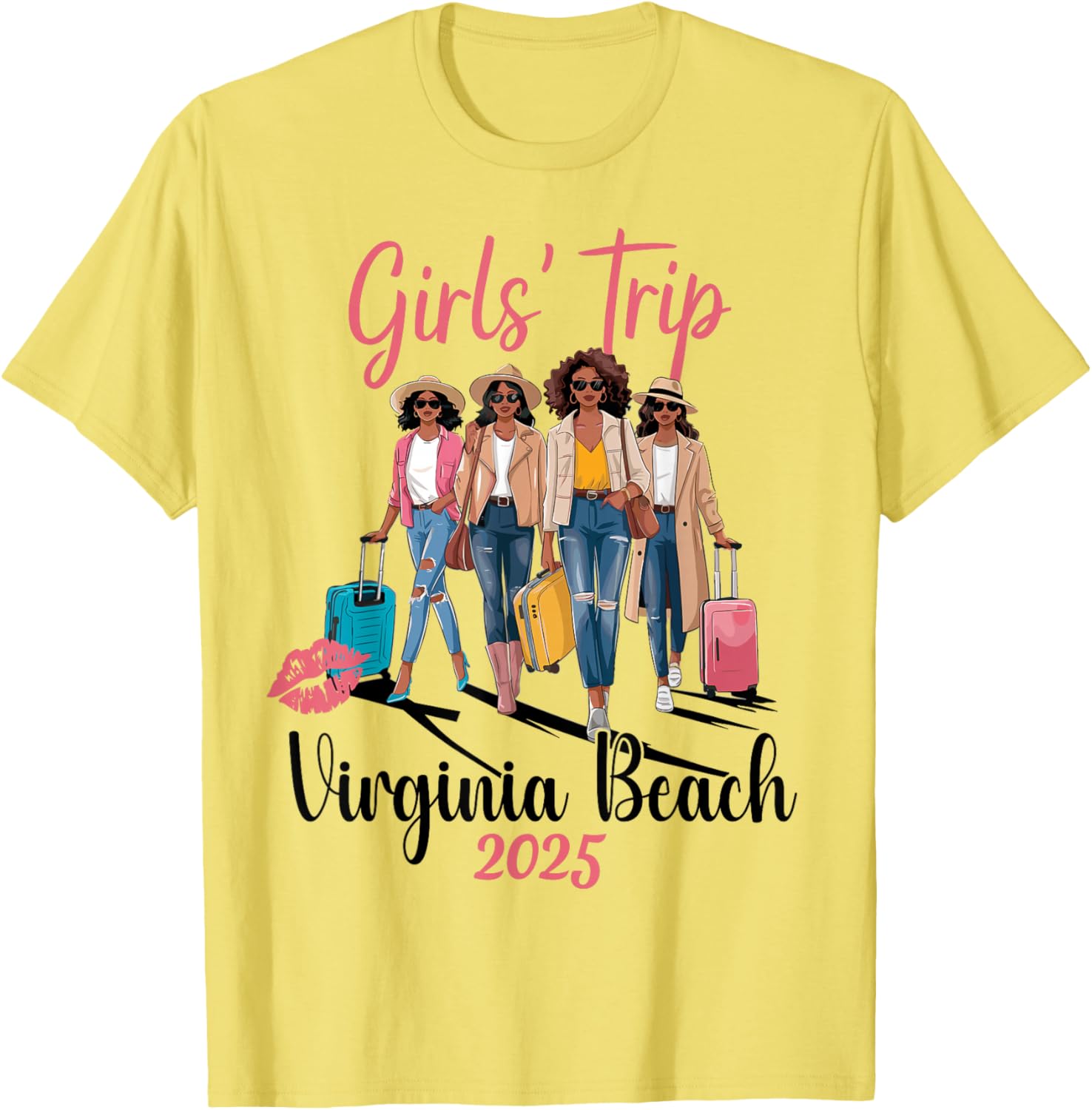 Black Girls Trip Virginia Beach 2025 Vacation Birthday T-Shirt Design - 1