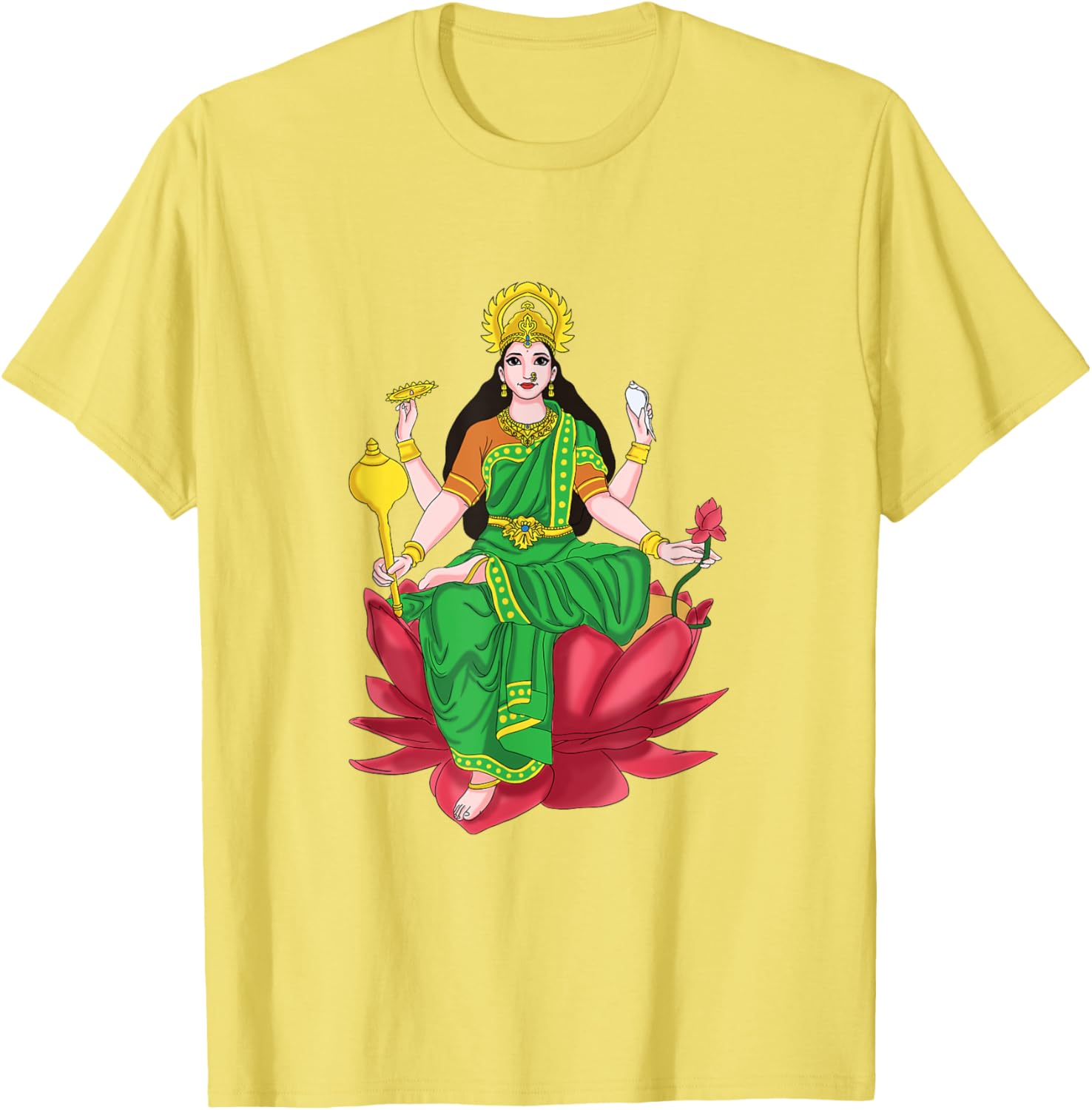 Laxmi Mata Diwali T-Shirt with Lotus Illustration for Pooja Celebrations - 29