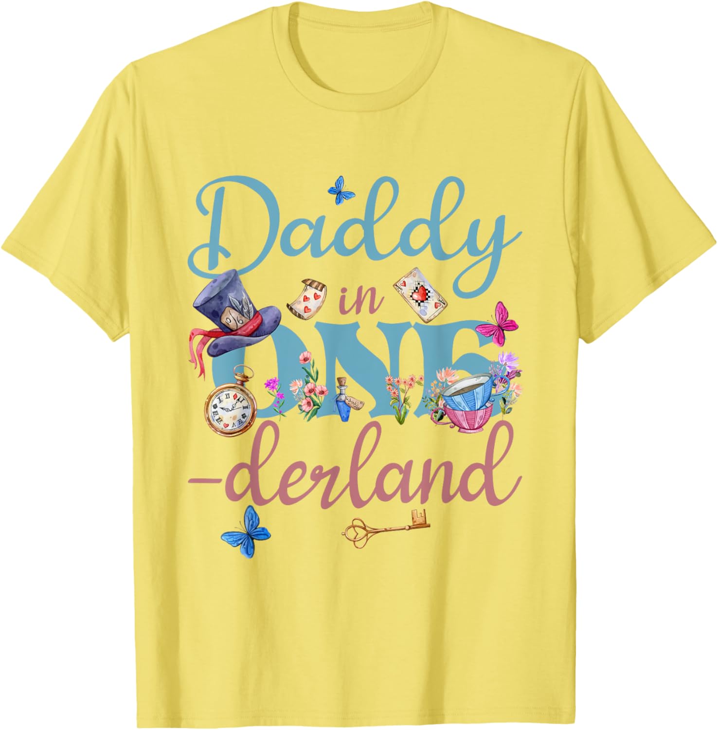 Alice in ONEderland Daddy of Birthday Girl T-Shirt for Celebrations - 19