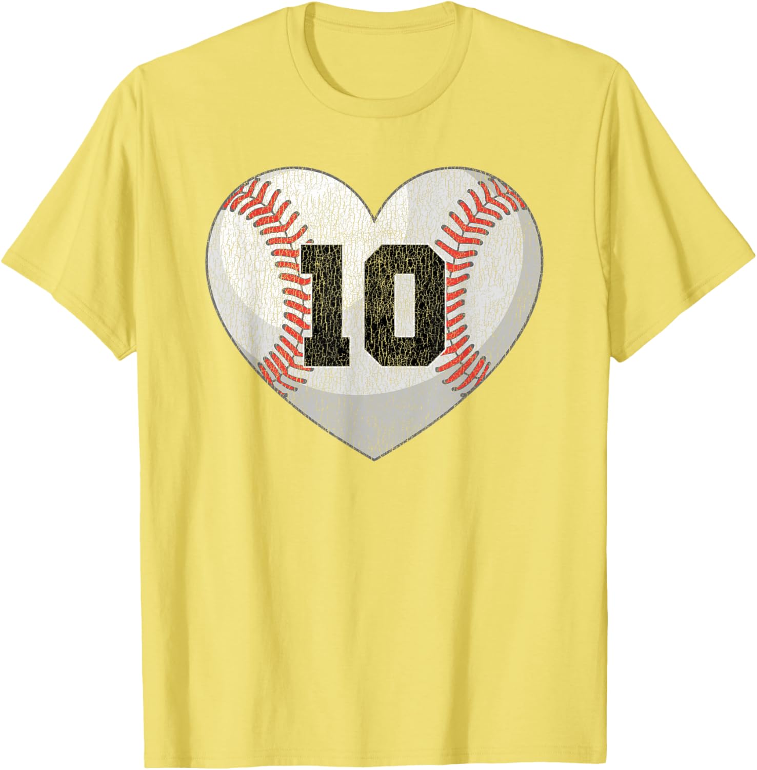 Baseball Mom T-Shirt with Distressed Heart and Number 10 Design - 25