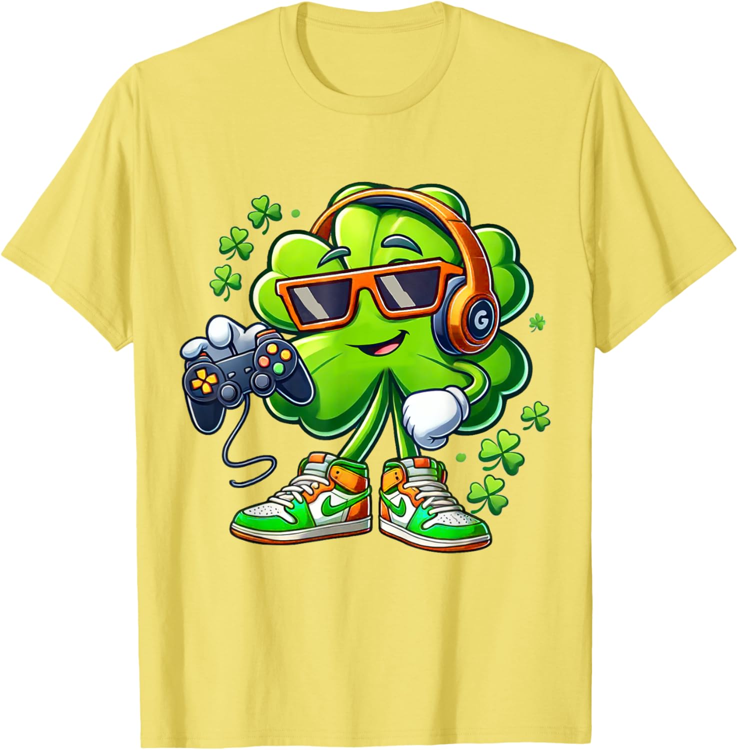 Funny St Patricks Day Gamer T-Shirt for Boys with Shamrock Design - 25