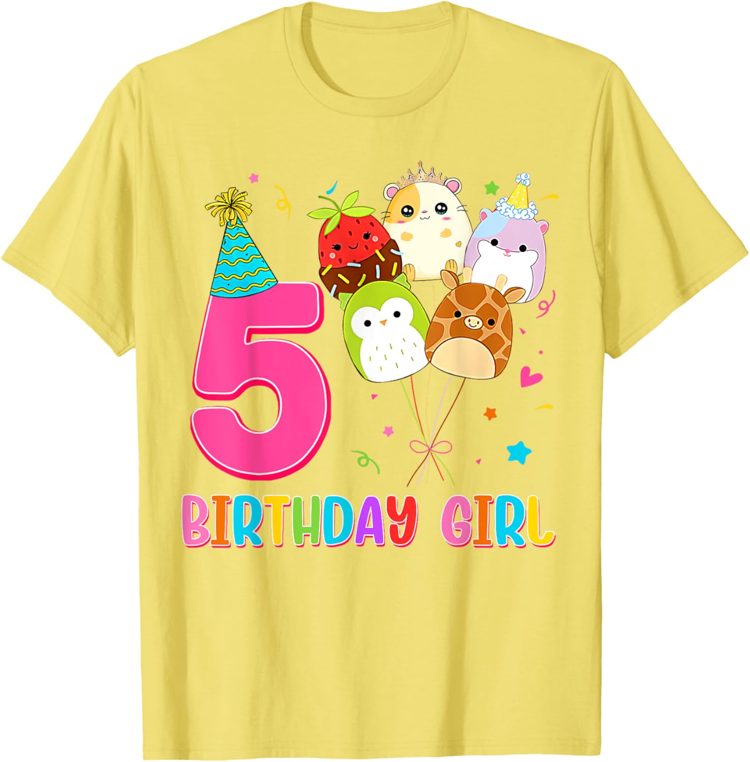 Cute Birthday Girl Squish Squad T-Shirt for 5 Year Old Girls - 7