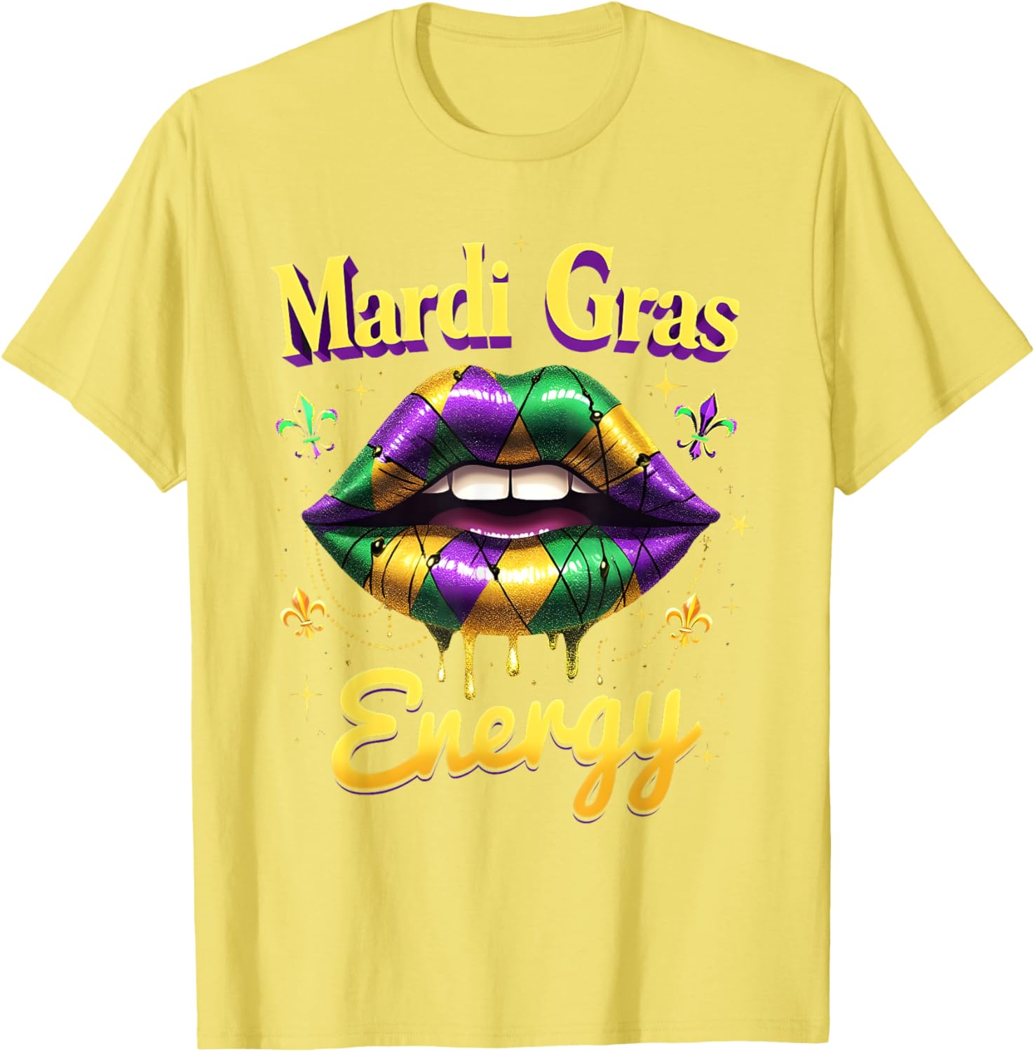 Mardi Gras Energy Carnival Lips T-Shirt New Orleans 2025 Costume Wear - 25