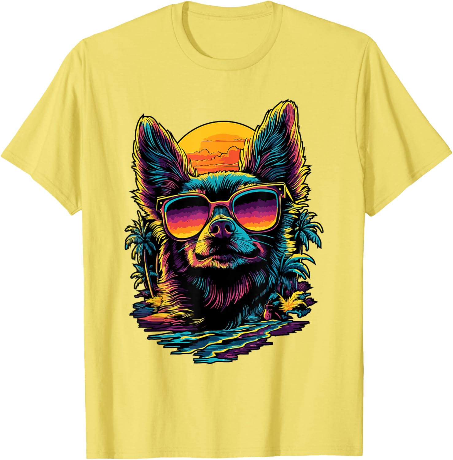 Vintage Sunset Chihuahua T-Shirt for Dog Lovers - Cute Pet Apparel - 12