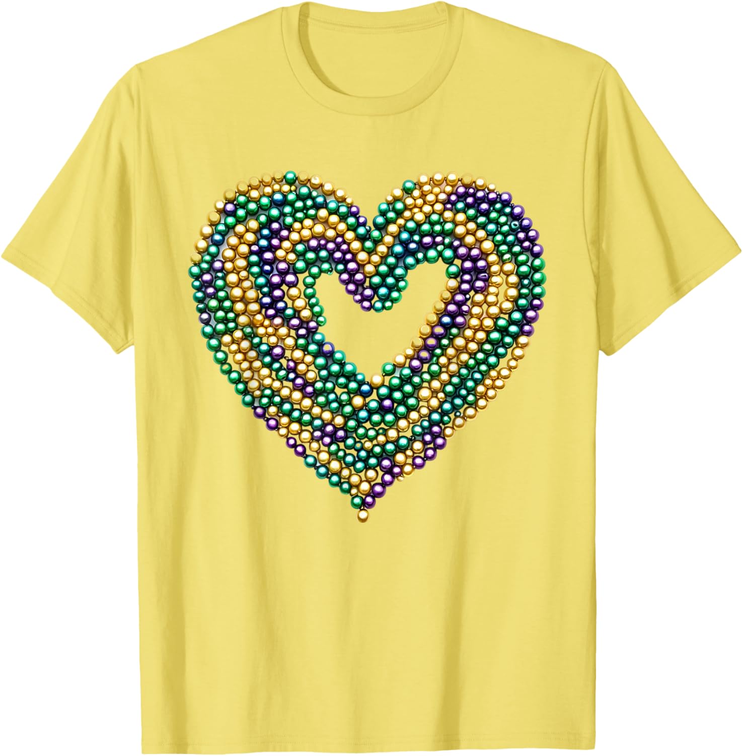 Funny NOLA Strong Mardi Gras T-Shirt with Heart and Beads Design - 2