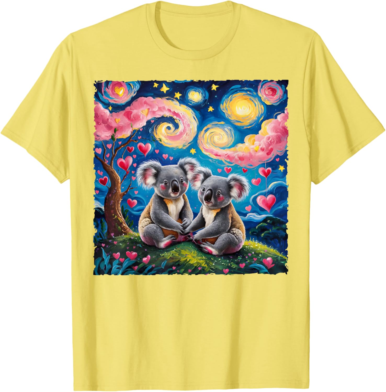 Koala Bear Van Gogh Starry Night T-Shirt for Romantic Couples - 25