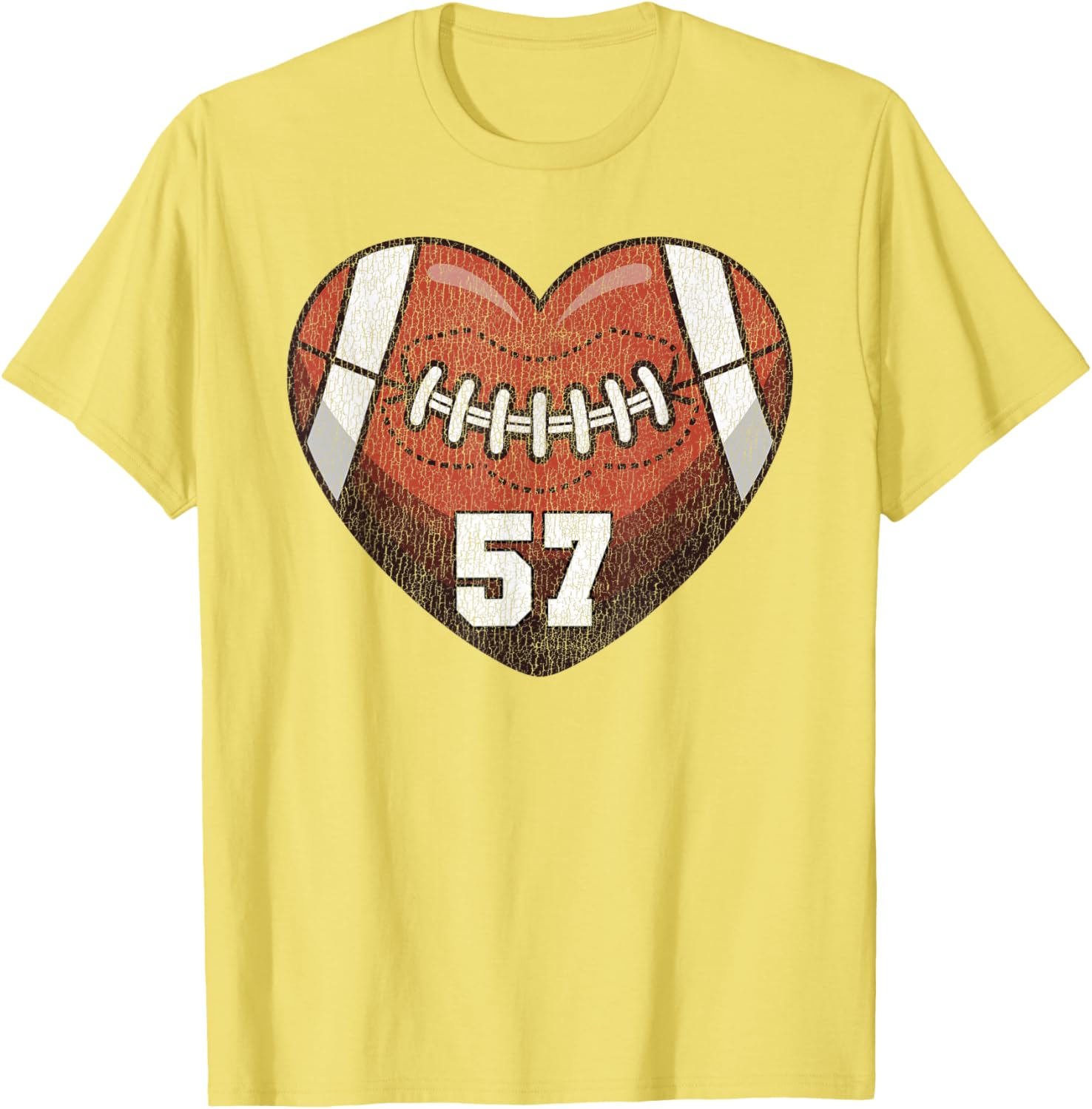 Football Number 57 Distressed Heart T-Shirt for Proud Football Moms - 1