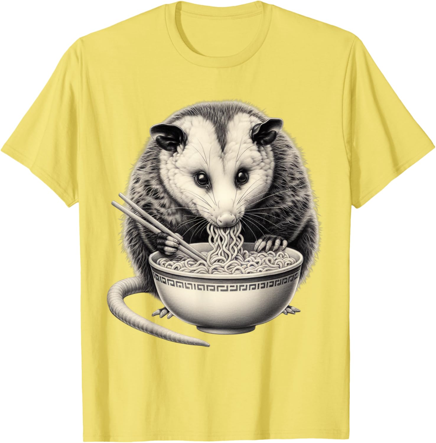 Opossum Eating Ramen Bowl T-Shirt Perfect for Food Lovers and Animal Fans - 18