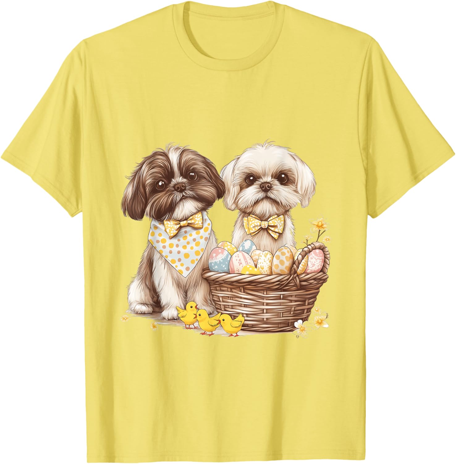 Happy Easter Shih Tzu Dog T-Shirt with Eggs and Chicks for Fun Celebrations - 28