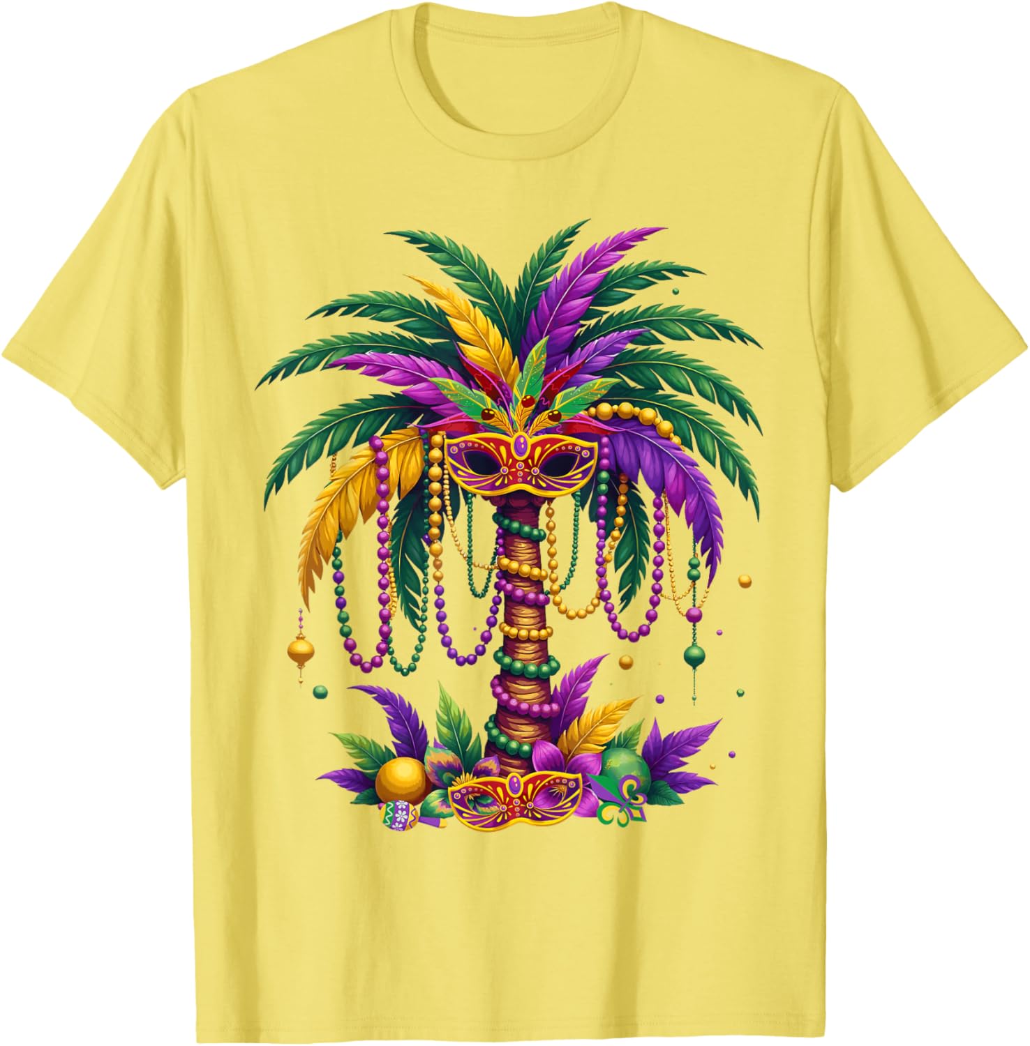 Funny Palm Tree and Beads T-Shirt for Mardi Gras Tropical Parties - 8