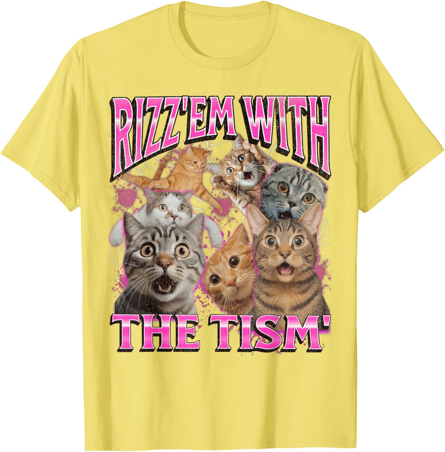 Funny Rizz Em With The Tism Cat Meme Vintage 90s T-Shirt for Men and Women - 6