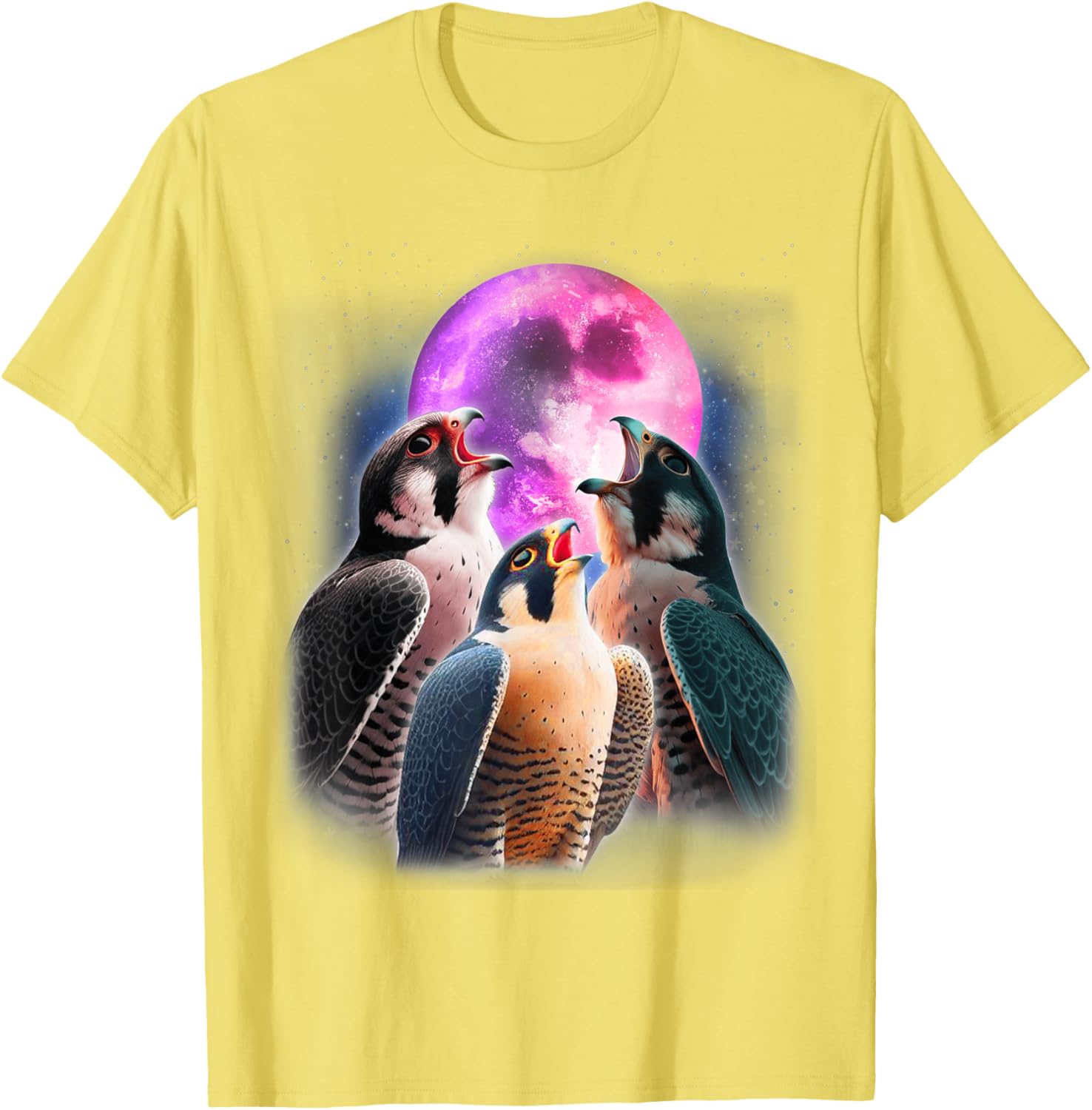 Funny Peregrine Falcon T-Shirt Howling at the Moon for Bird Lovers - 2